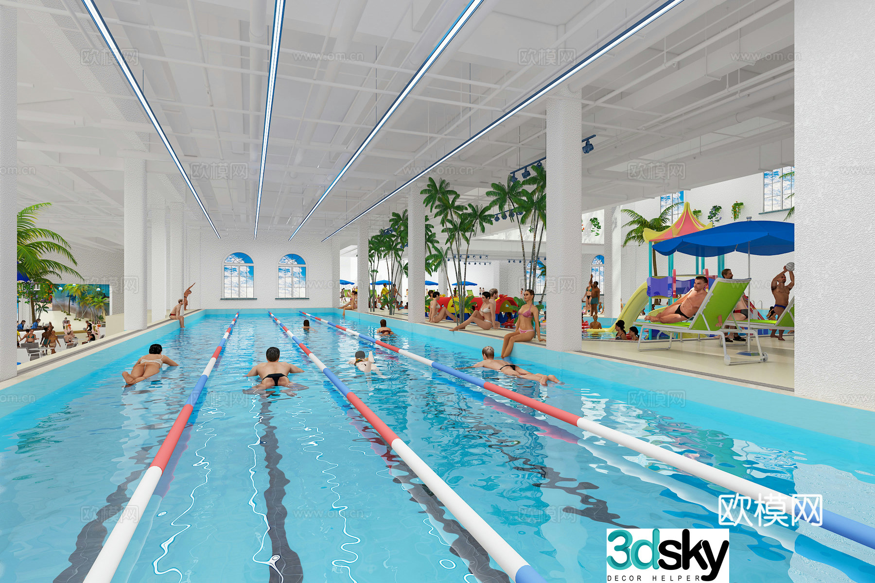 Modern indoor swimming pool 3d model