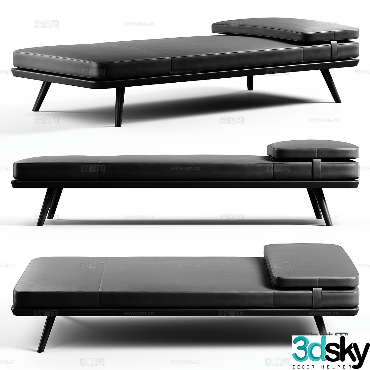 Modern Italian Fredericia – Spine leather sofa bed 3d model