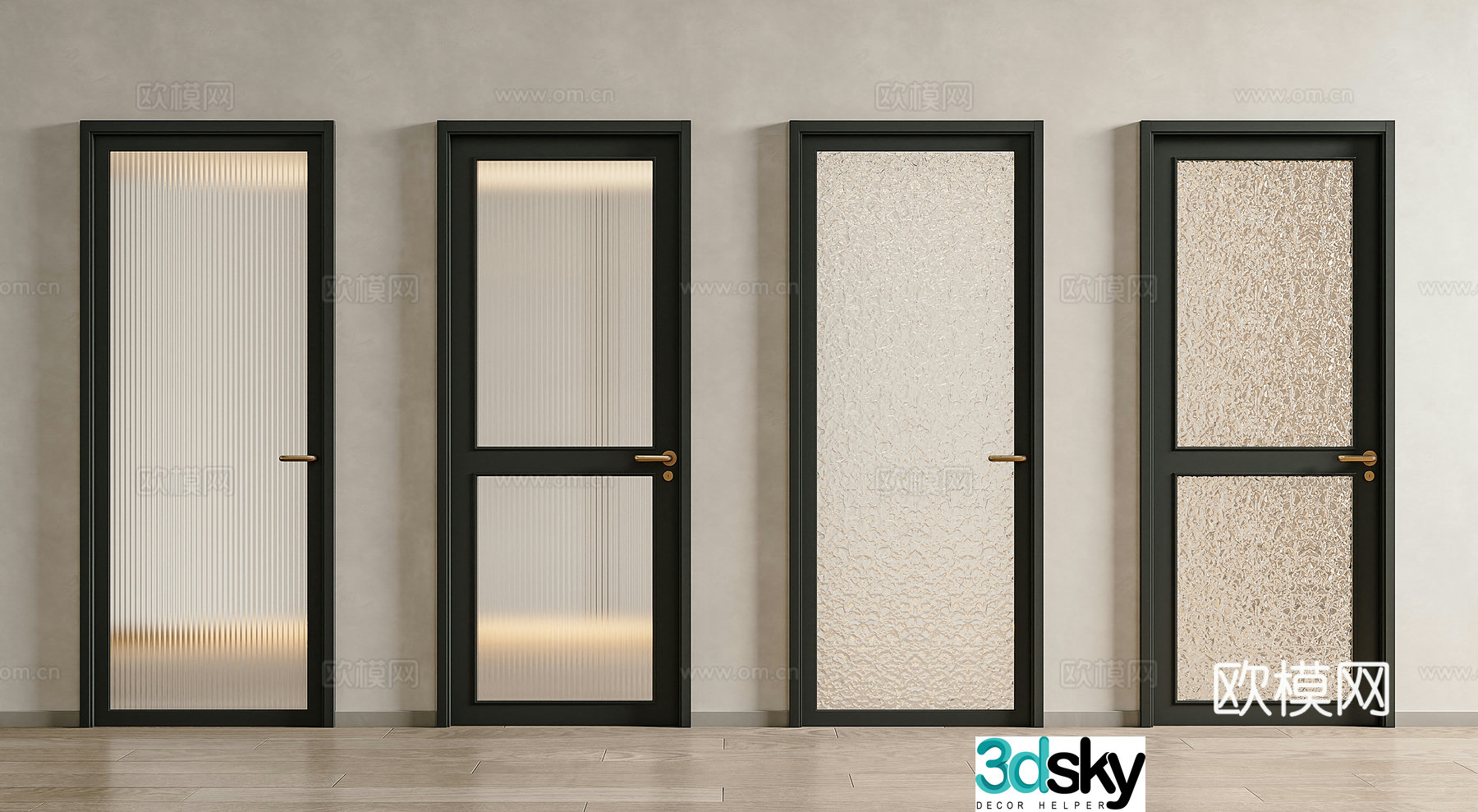 French medieval glass single-open door glass door glass single-open door Changhong glass door frosted glass 3d model