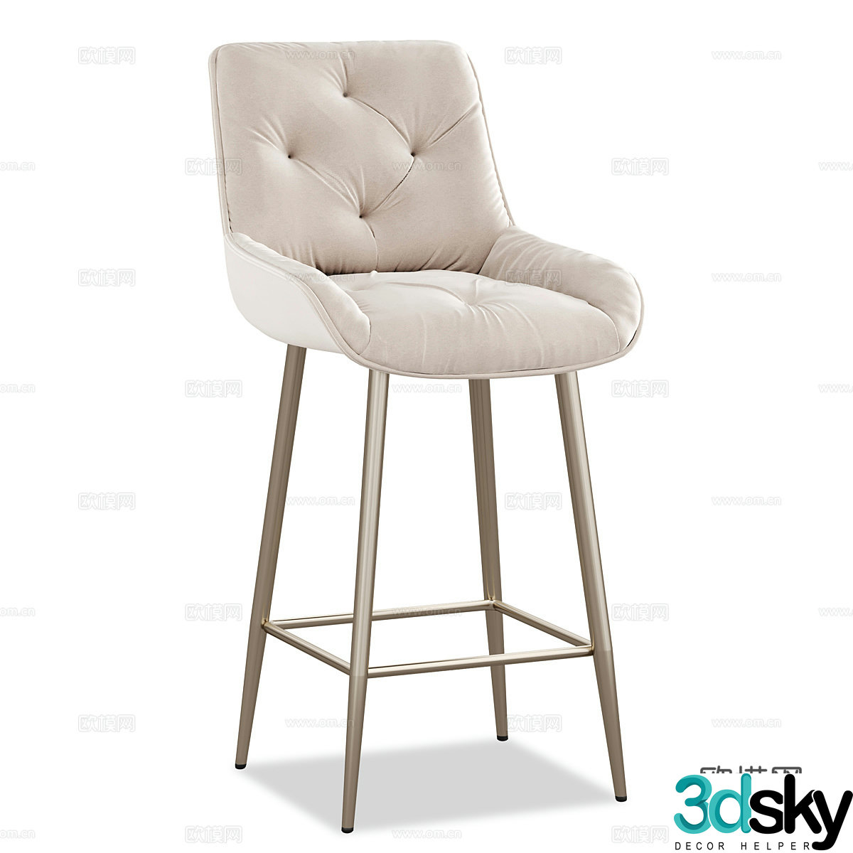 Modern simple light luxury chair bar chair bar stool simple bar stool bar stool 3D model