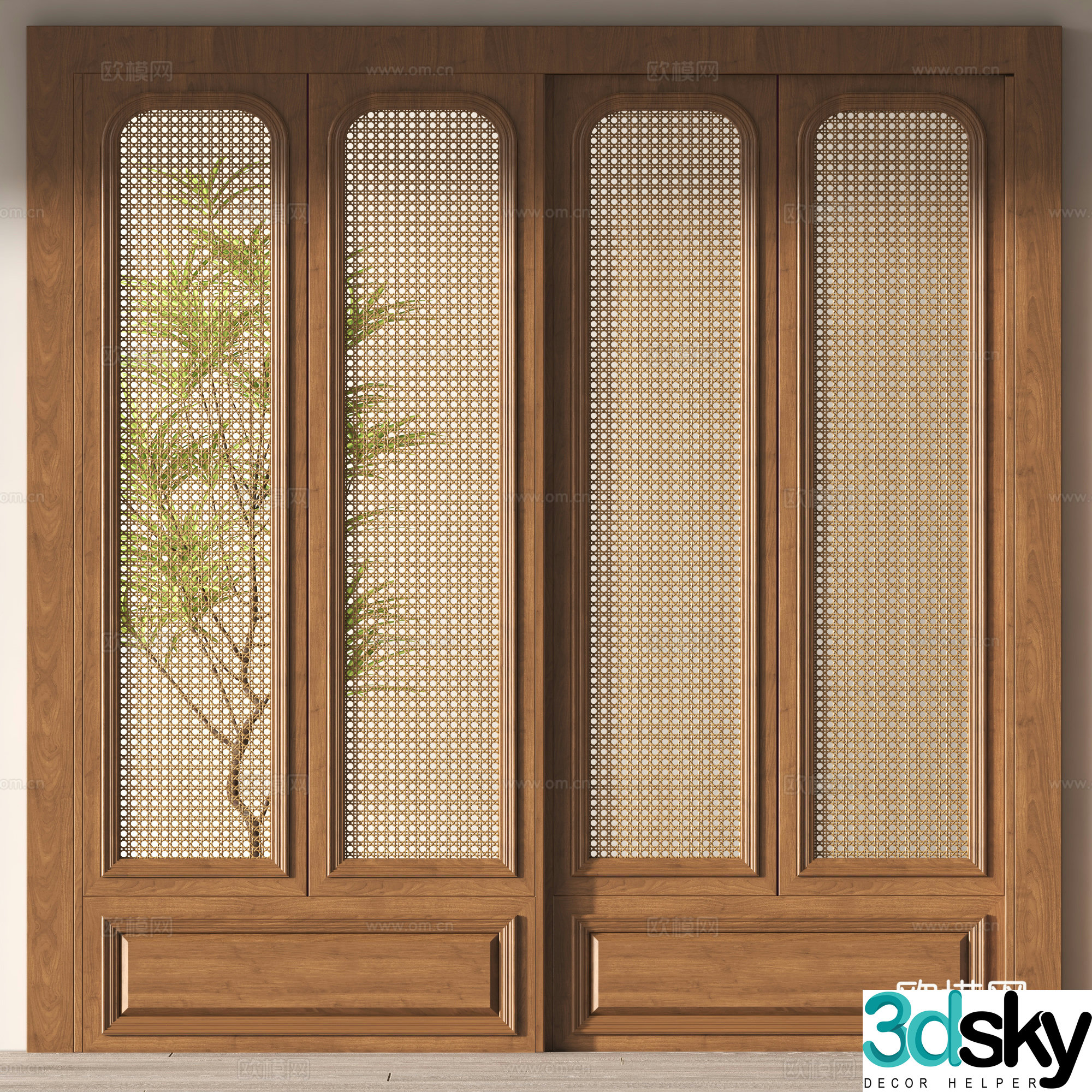Middle-aged sliding door 3D model