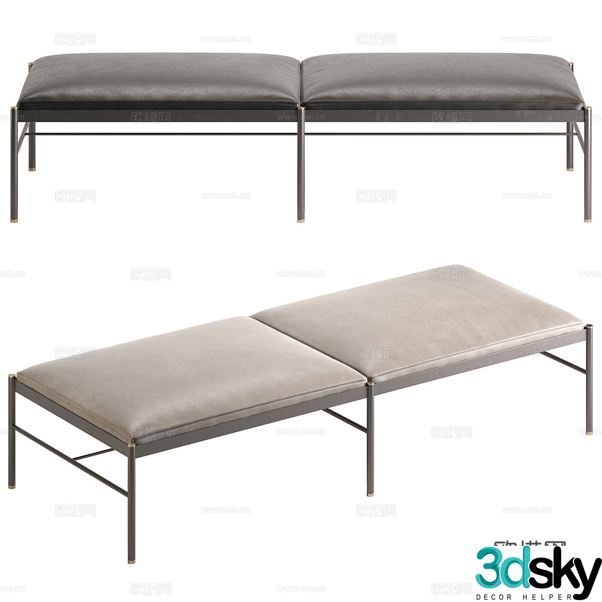 Modern Italian Rest Leather Sofa Bed 3D Model