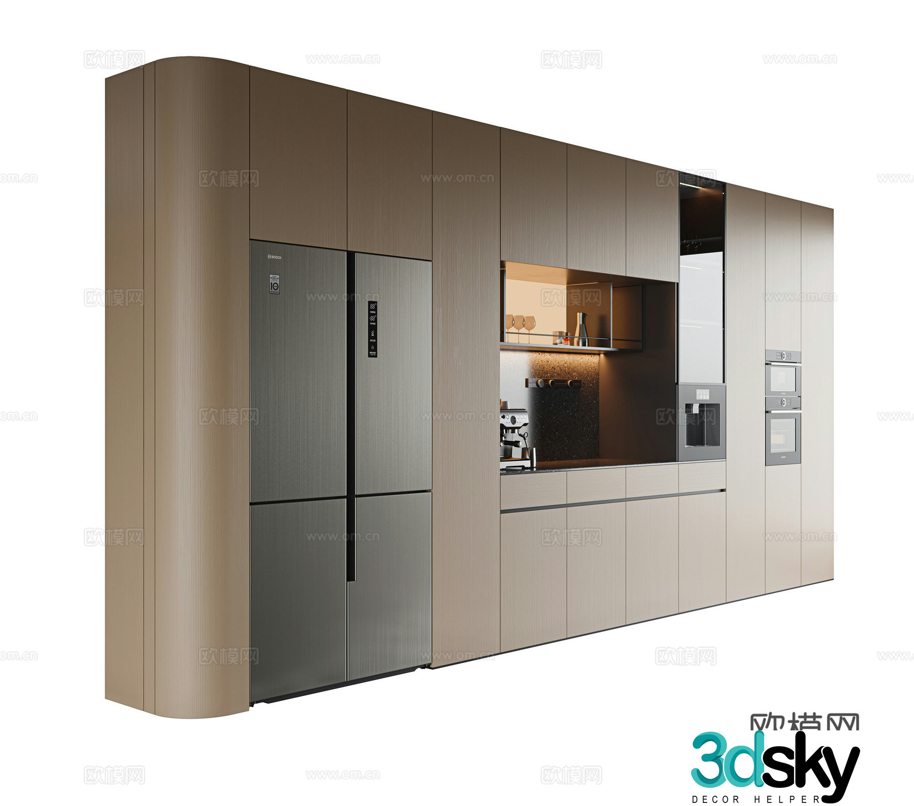 Italian sideboard wine cabinet decorative cabinet high cabinet embedded steam oven glass decorative cabinet 3D model