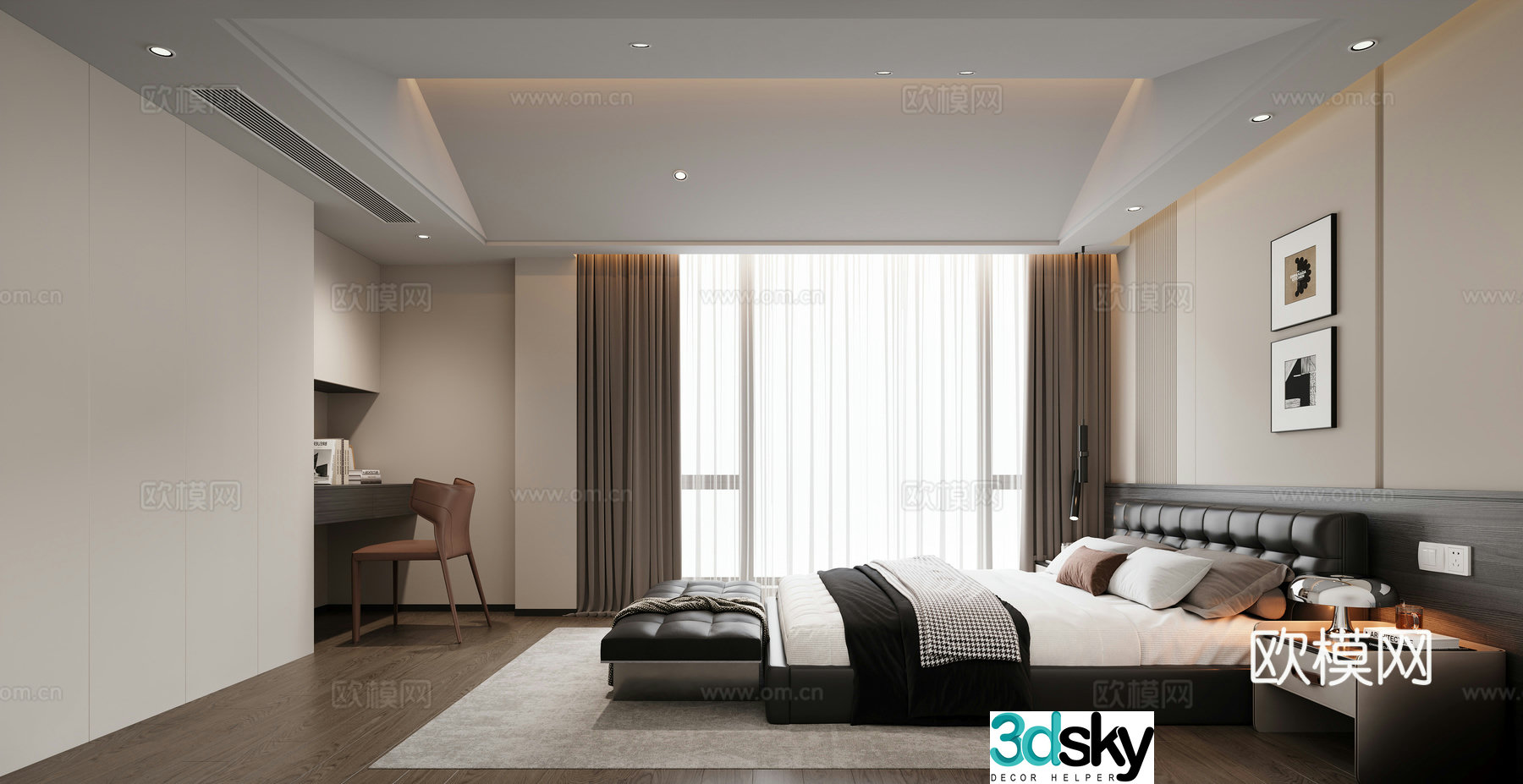 Modern master bedroom 3D model