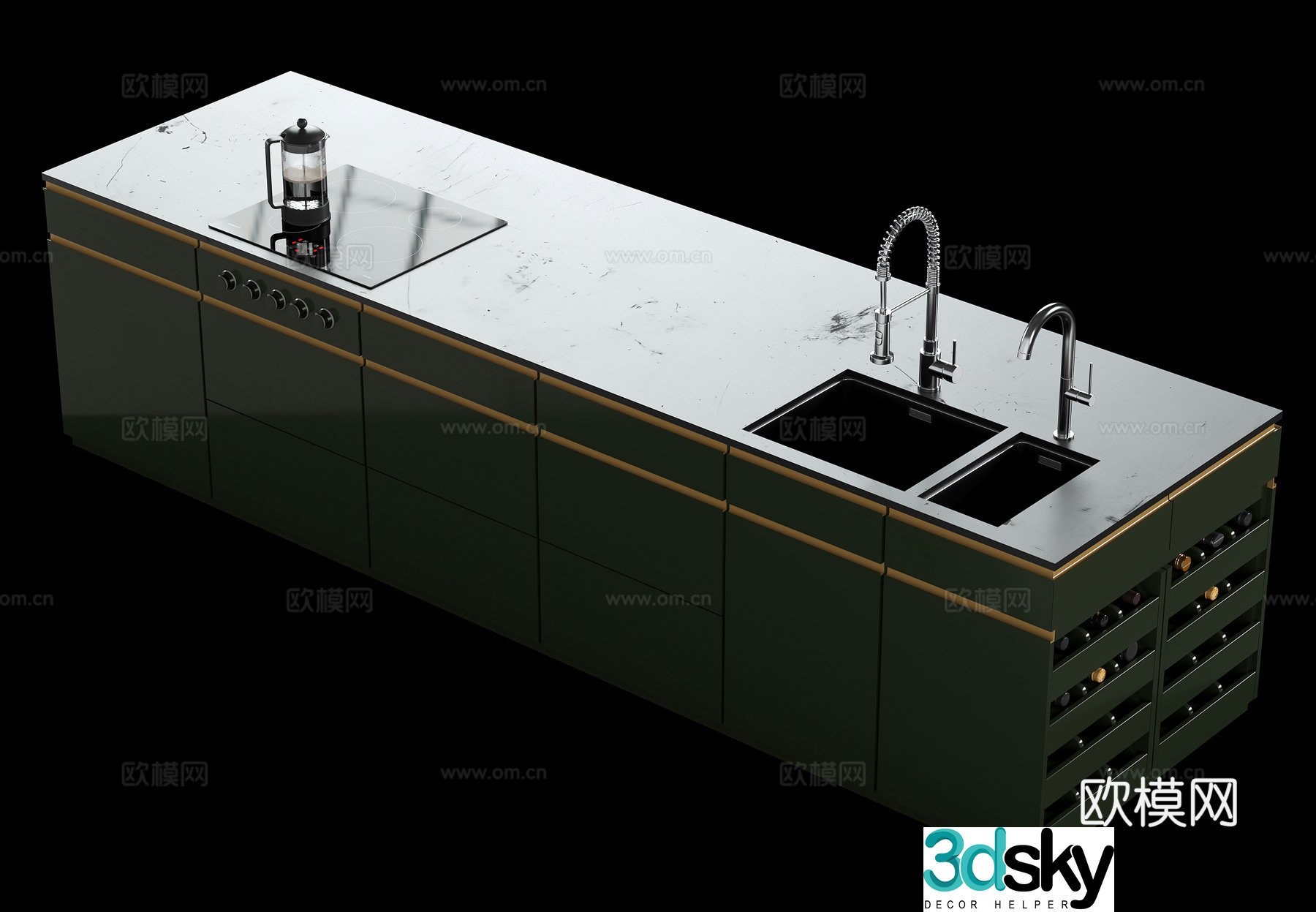 Modern cabinet washbasin 3d model