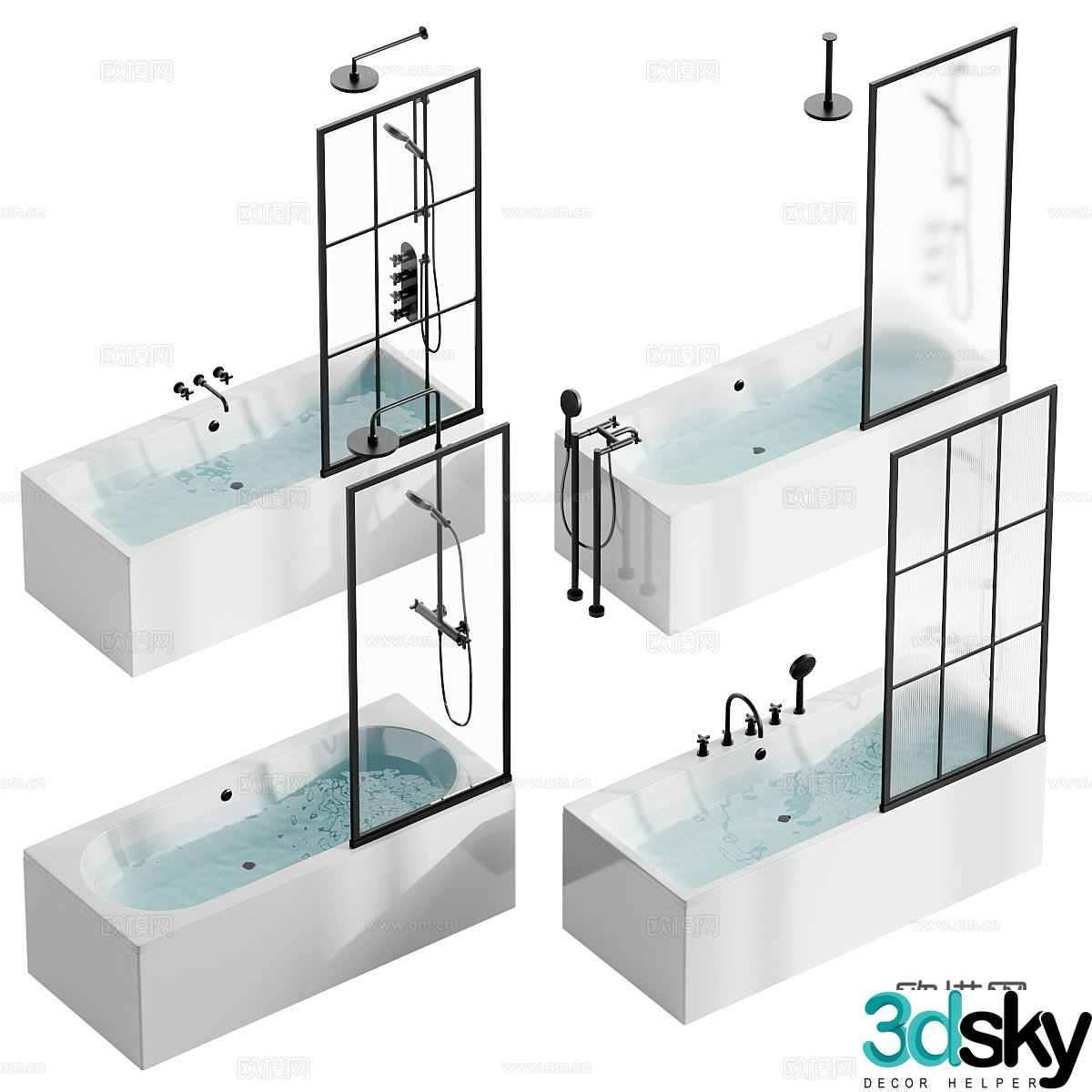 Modern Villeroy Shower Bathtub 3d Model