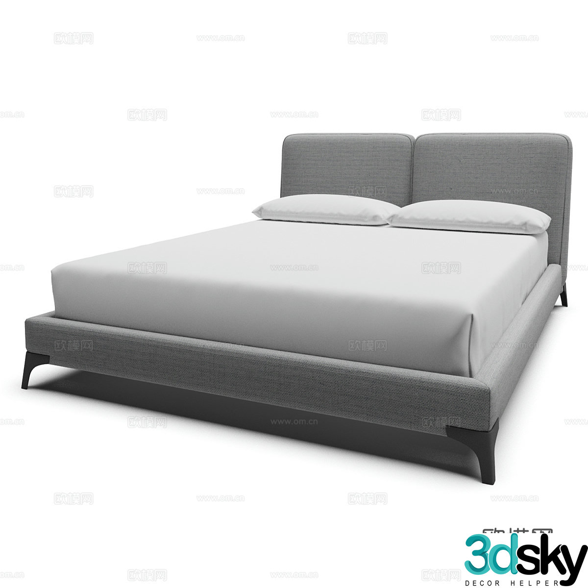 Modern simple double bed Double bed Simple bed Bedroom bed Pillow 3D model
