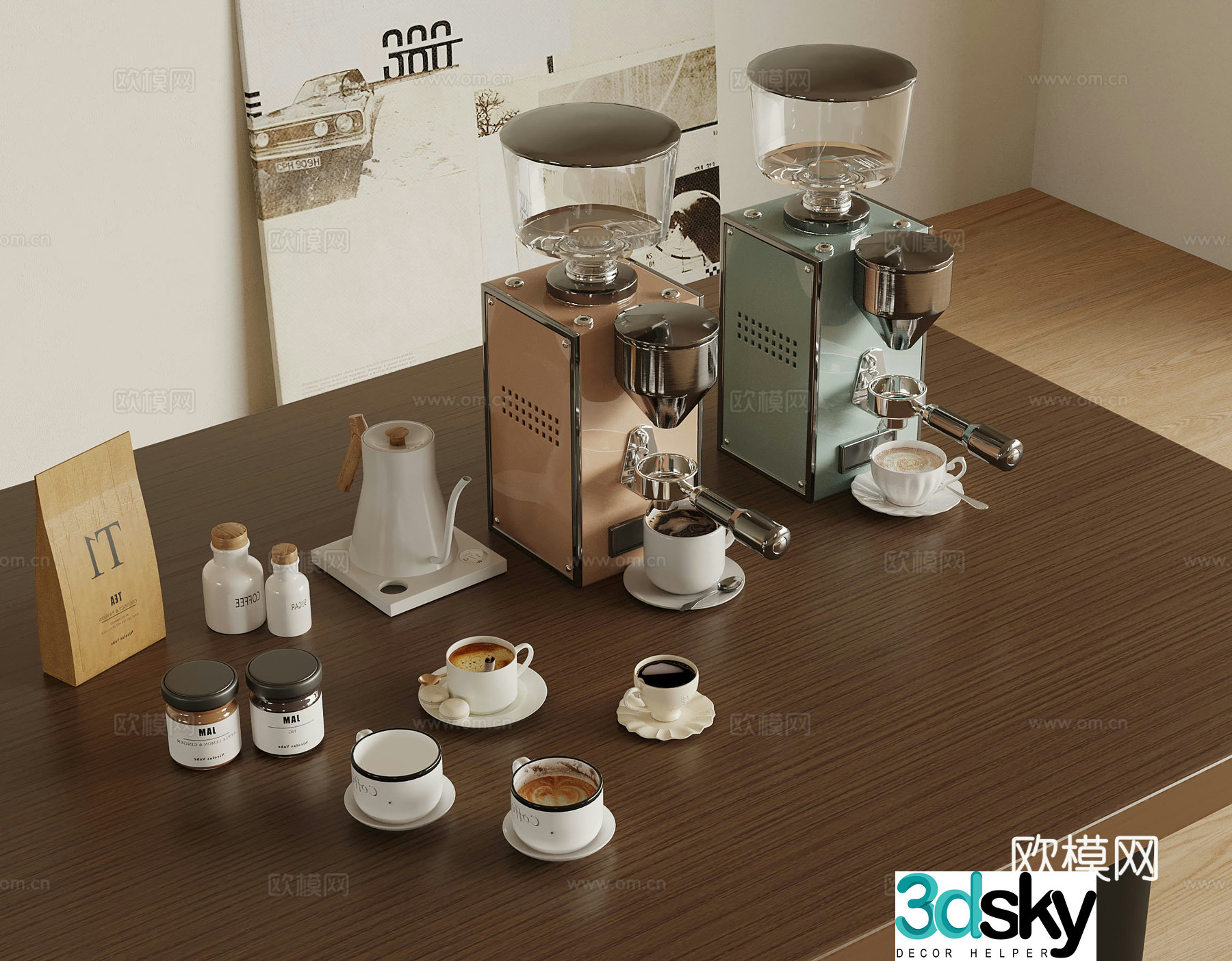Modern coffee maker coffee cup 3d model