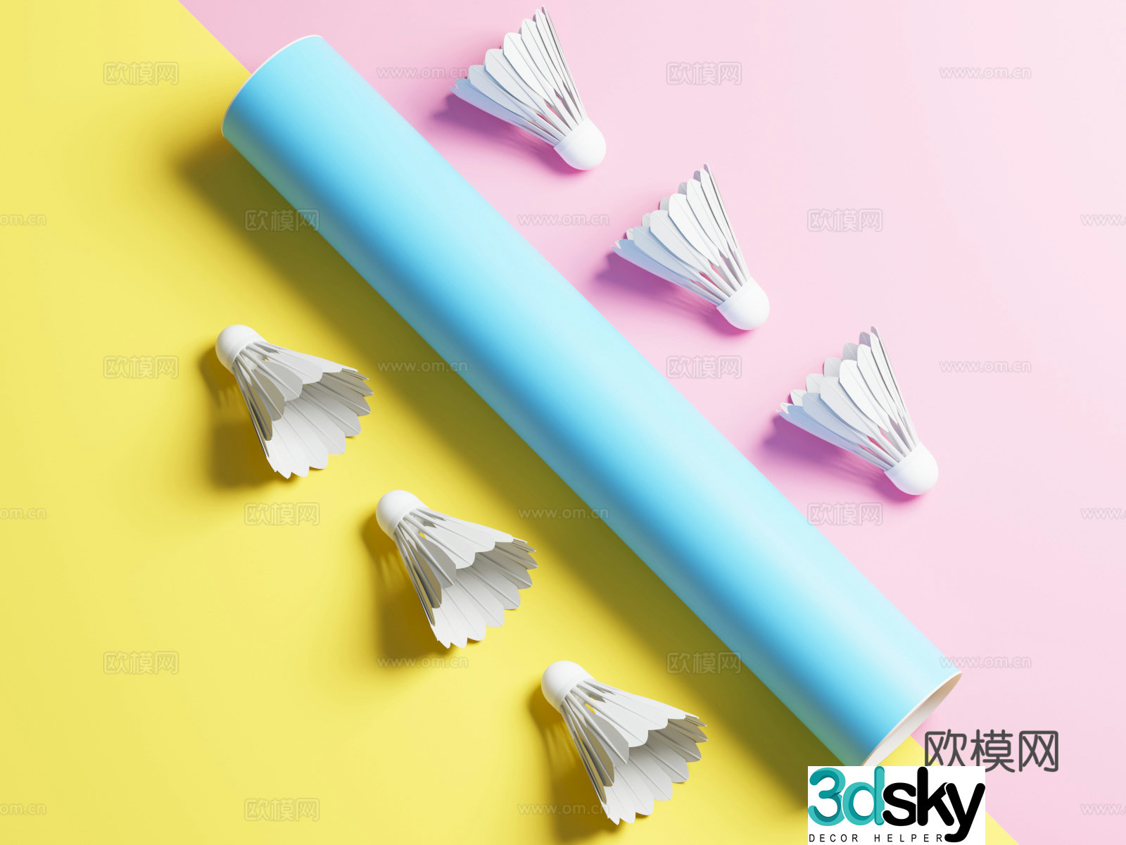 White badminton badminton barrel scene badminton sports 3d model