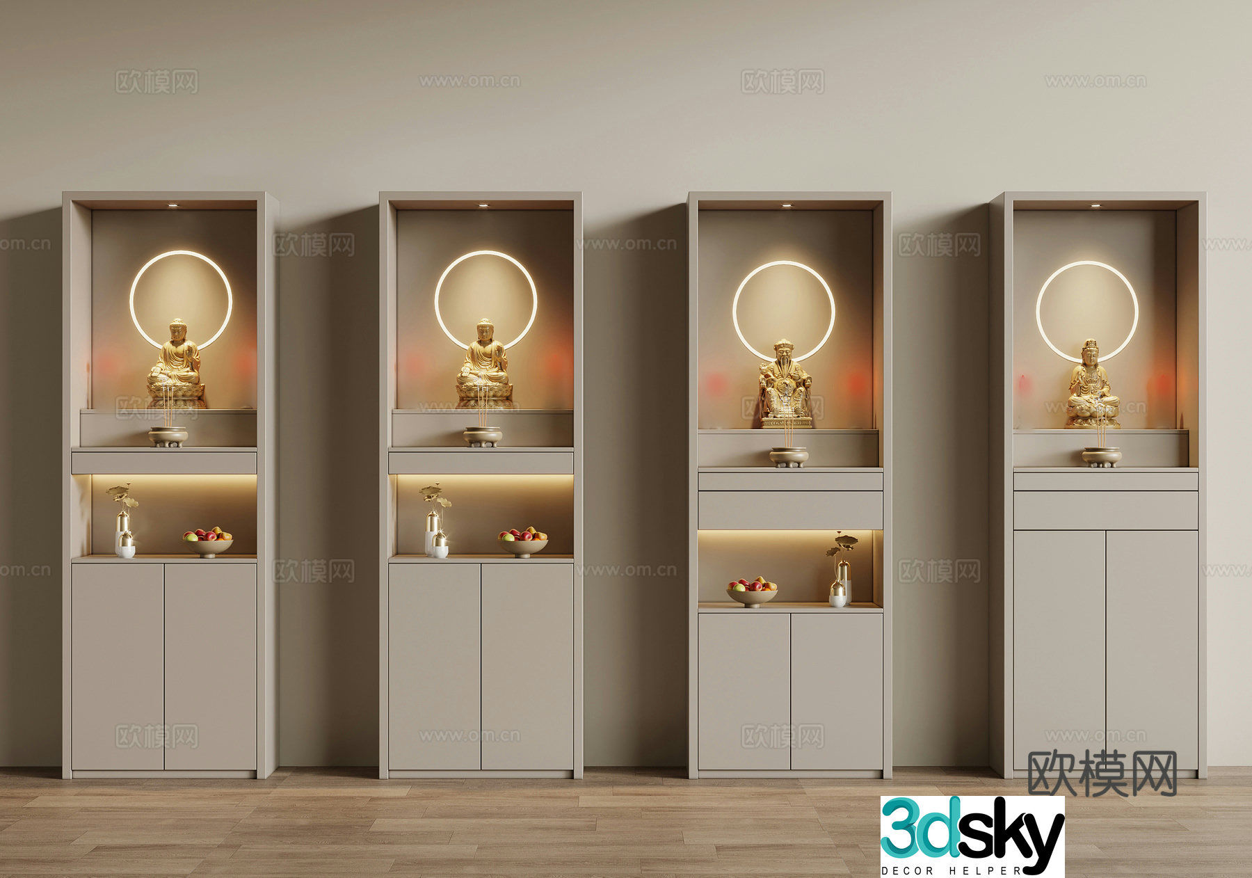 Modern Buddha niche Buddha statue 3d model