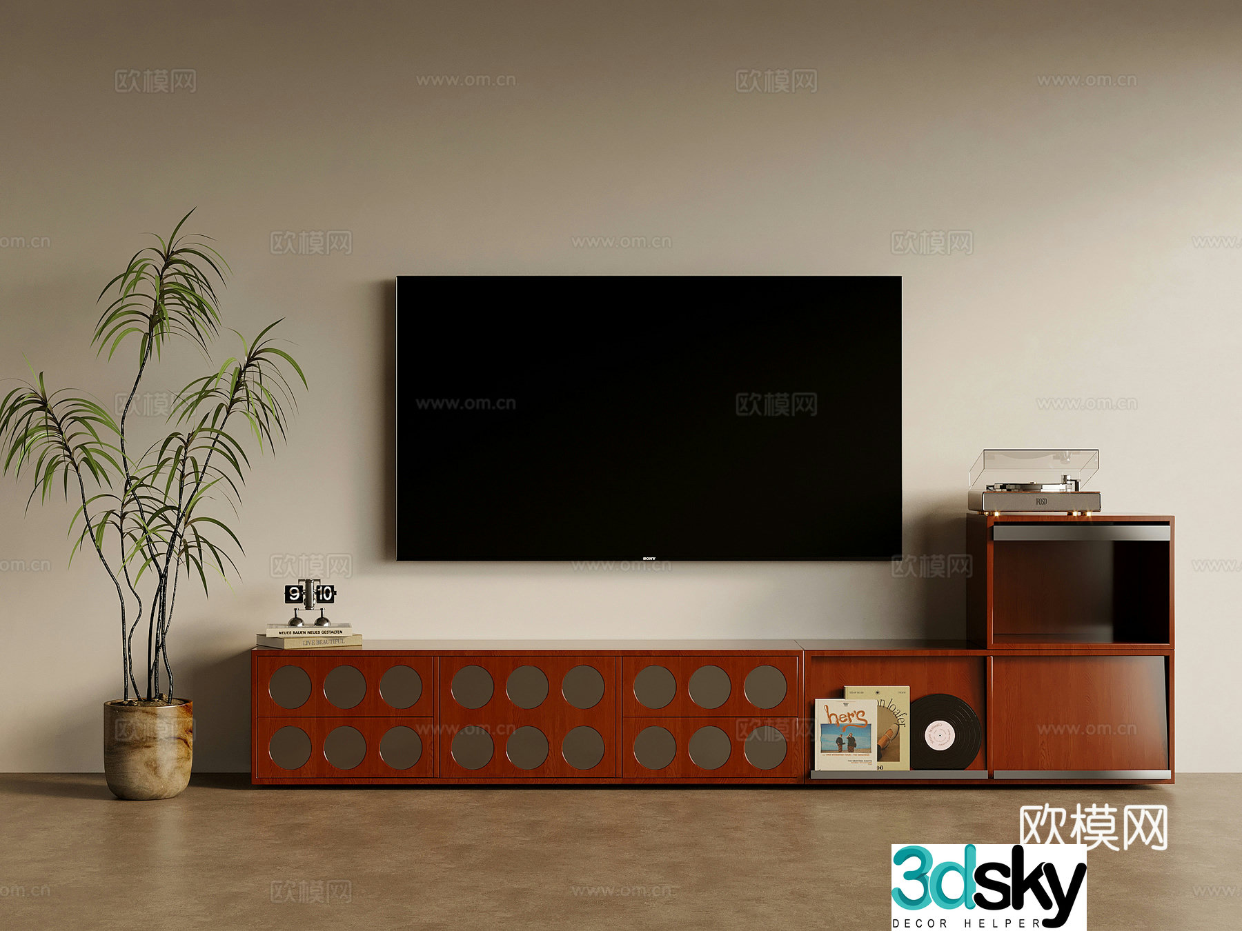Middle-aged TV cabinet 3D model