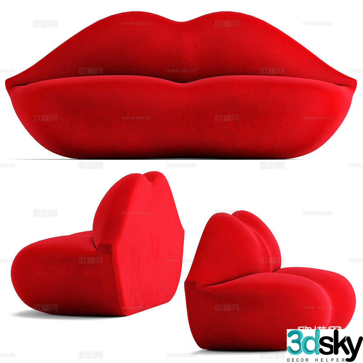 Modern Gufram bocca sofa 3d model