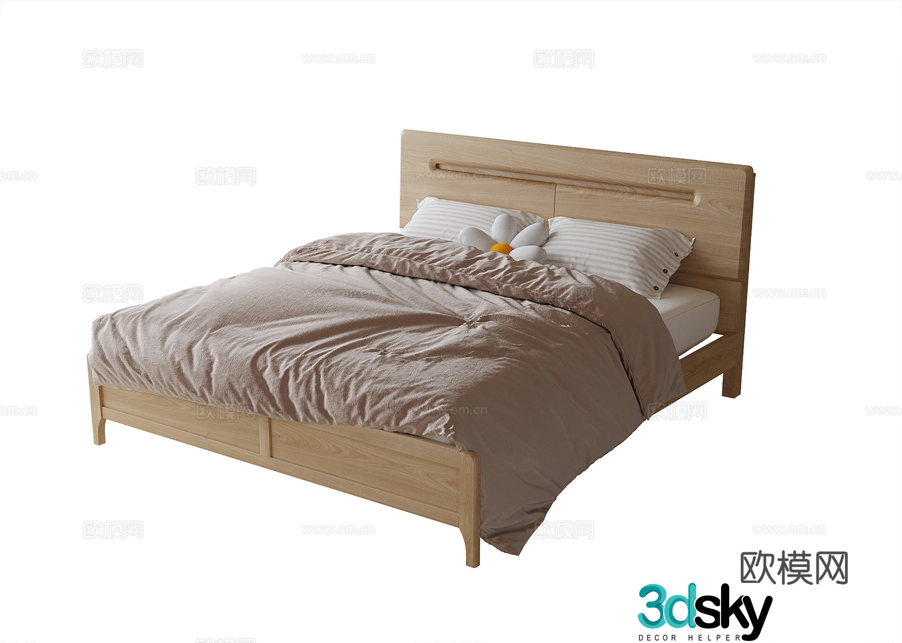 Modern solid wood children’s bed 3d model