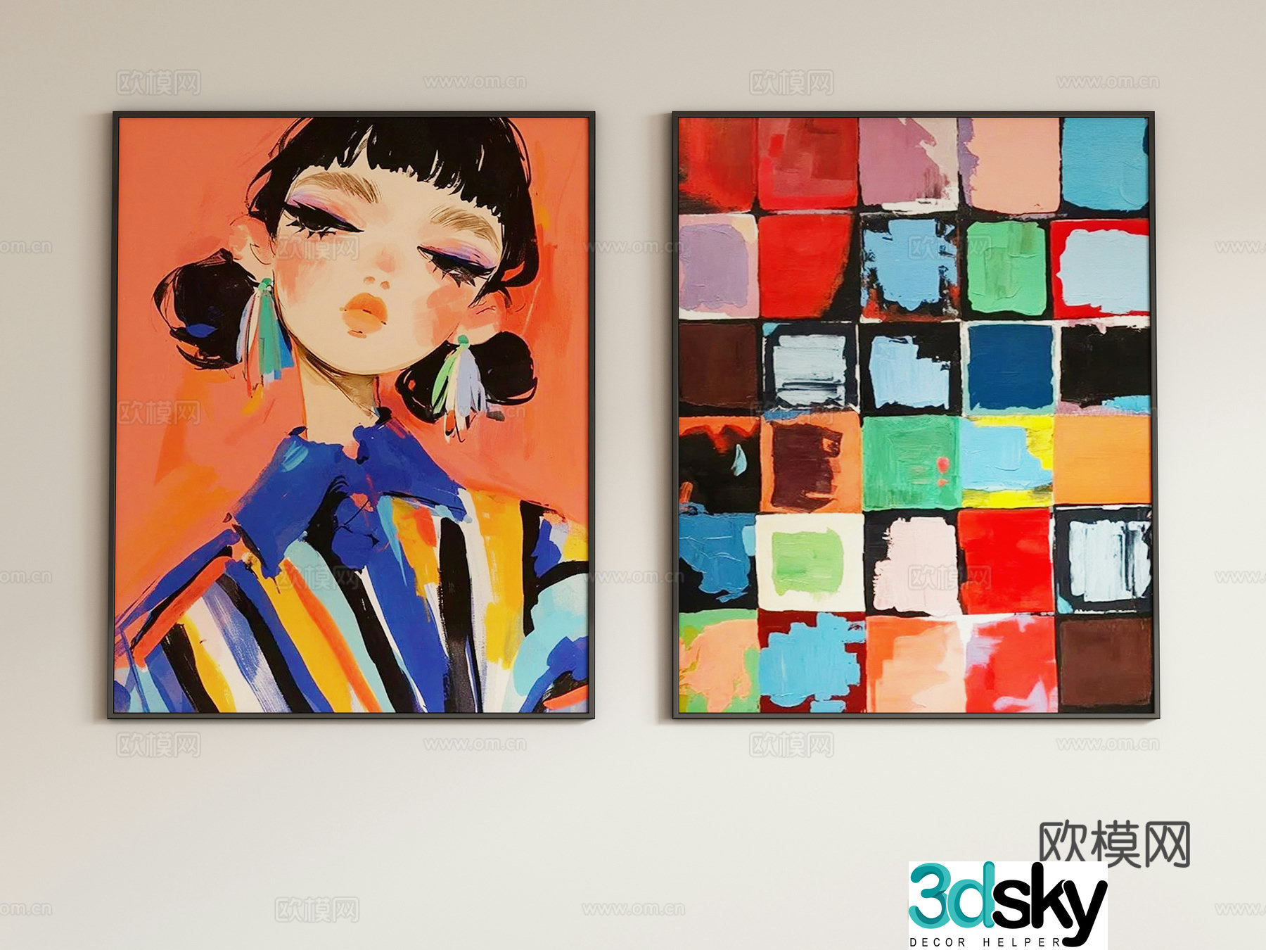 Modern abstract decorative painting hanging painting 3d model
