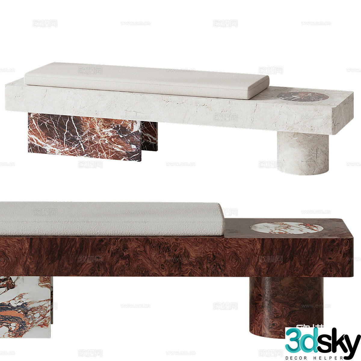Middle style Salvante bench 3d model