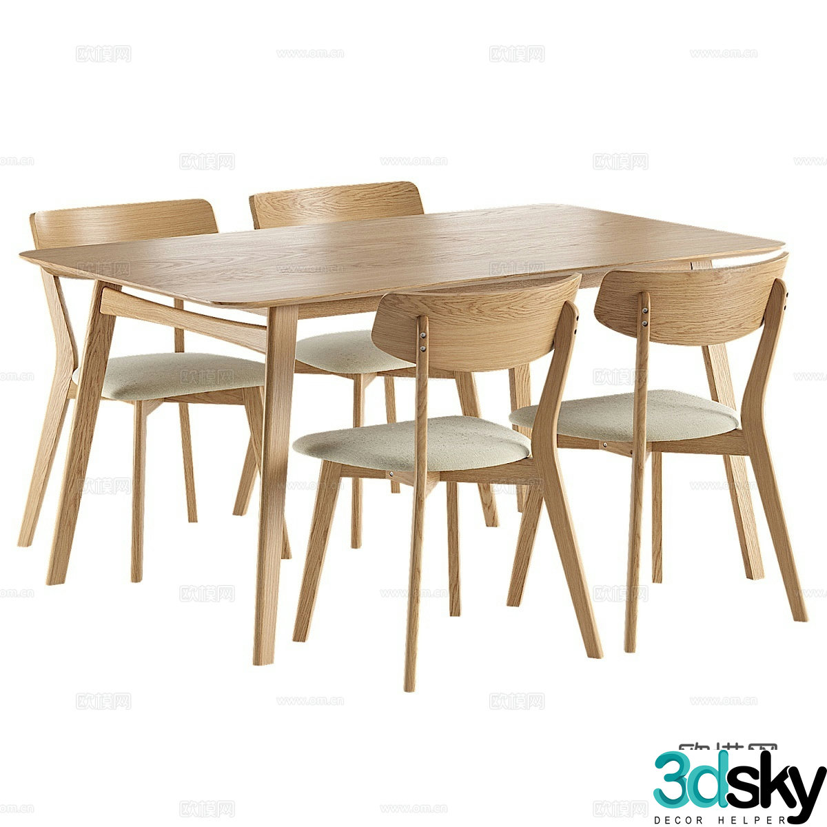 Dining table and chair combination 3D model