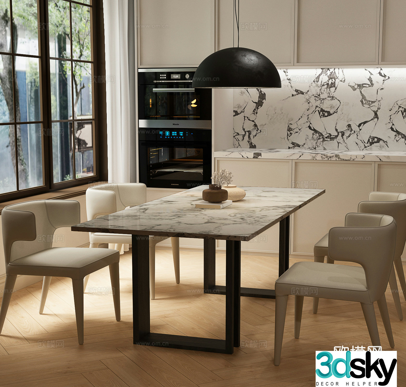Modern Italian dining table and chair Italian dining table and chair 3d model