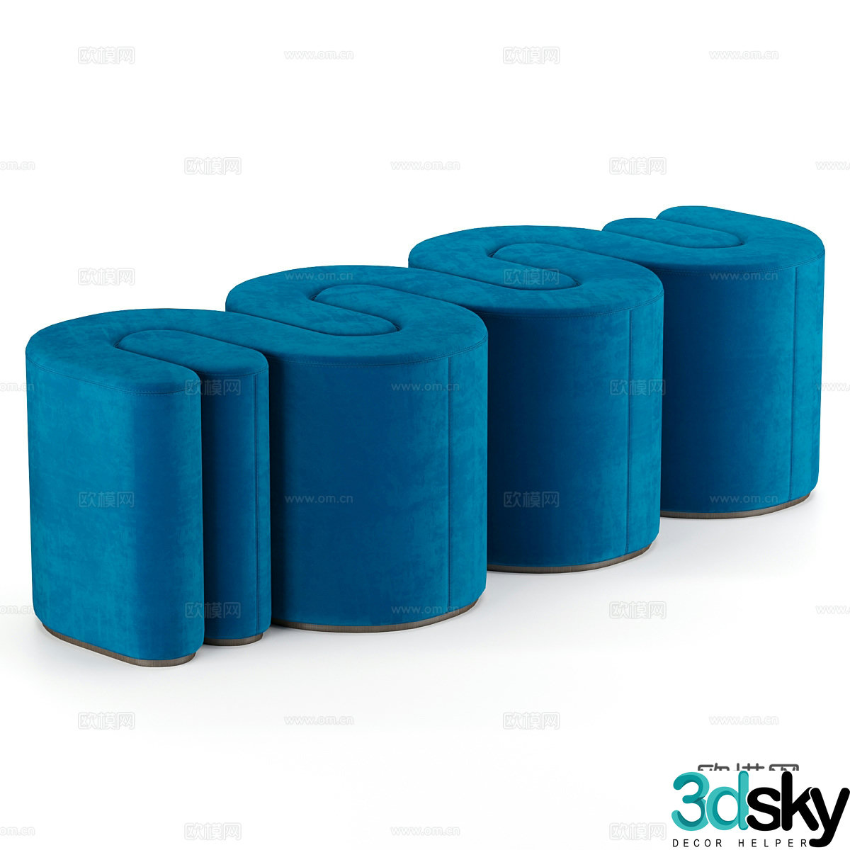 Modern light luxury sofa stool 3d model