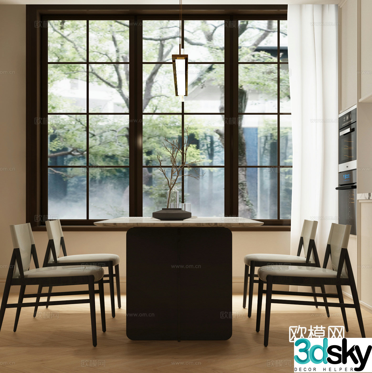 Italian restaurant Modern French restaurant Modern creamy restaurant 3d model