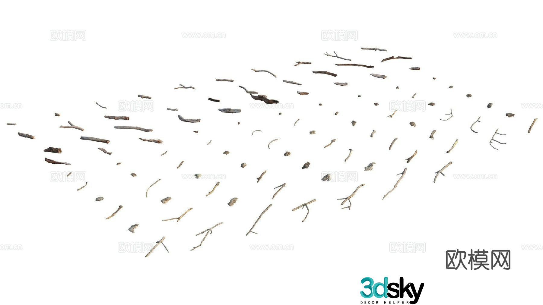 3d model of bark twigs