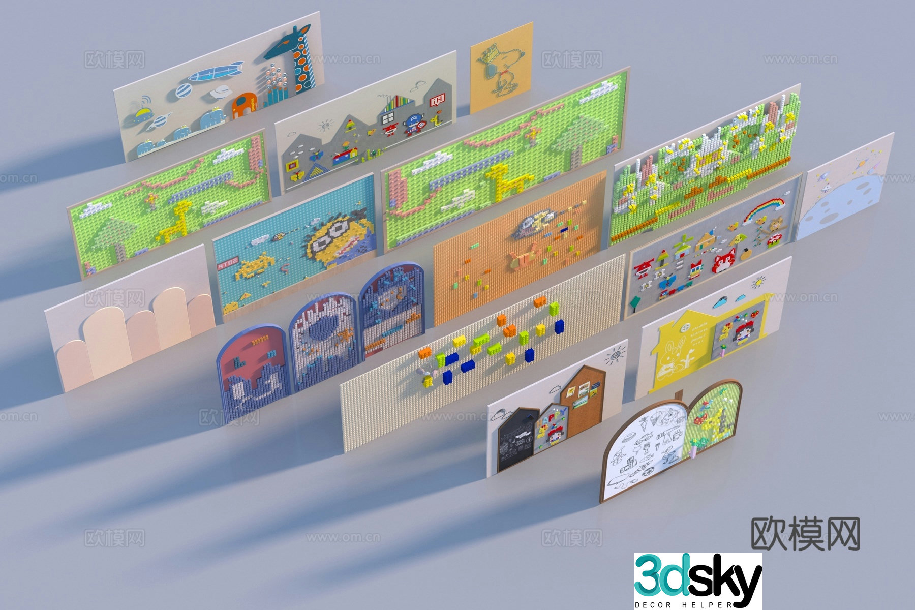 Modern children’s background wall 3d model