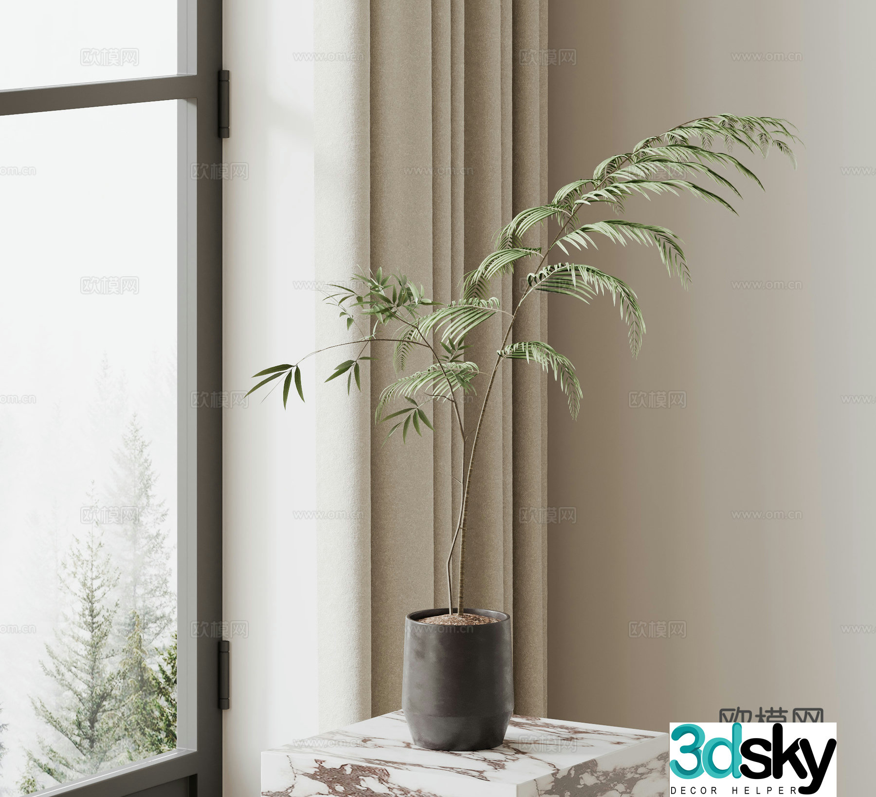 Modern flower art green plant 3d model
