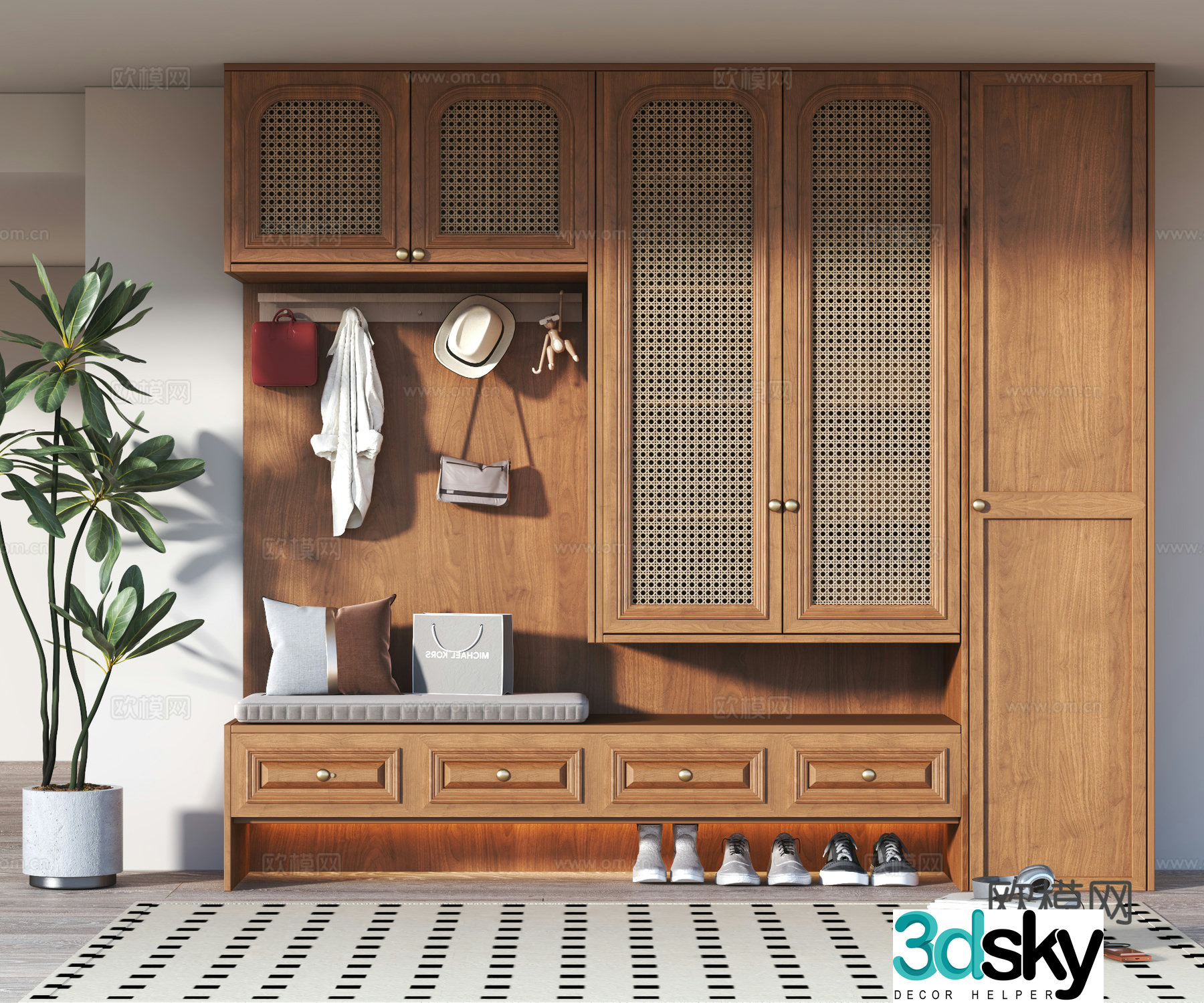 Middle-aged shoe cabinet 3D model