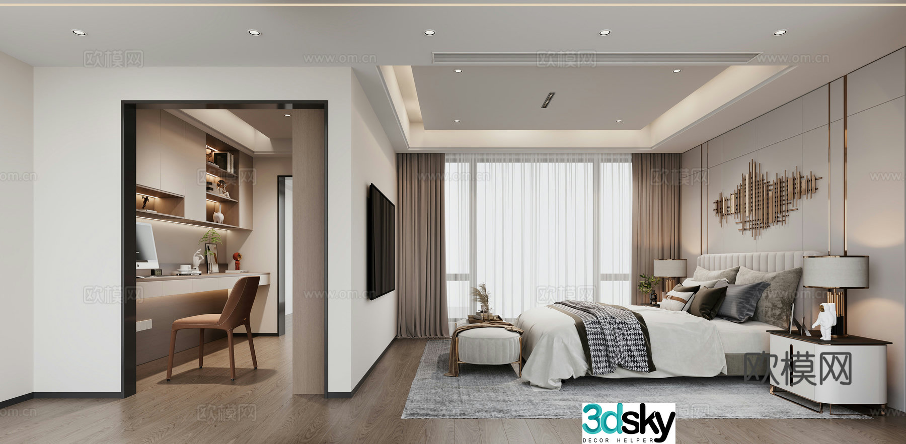 Modern bedroom master bedroom 3d model