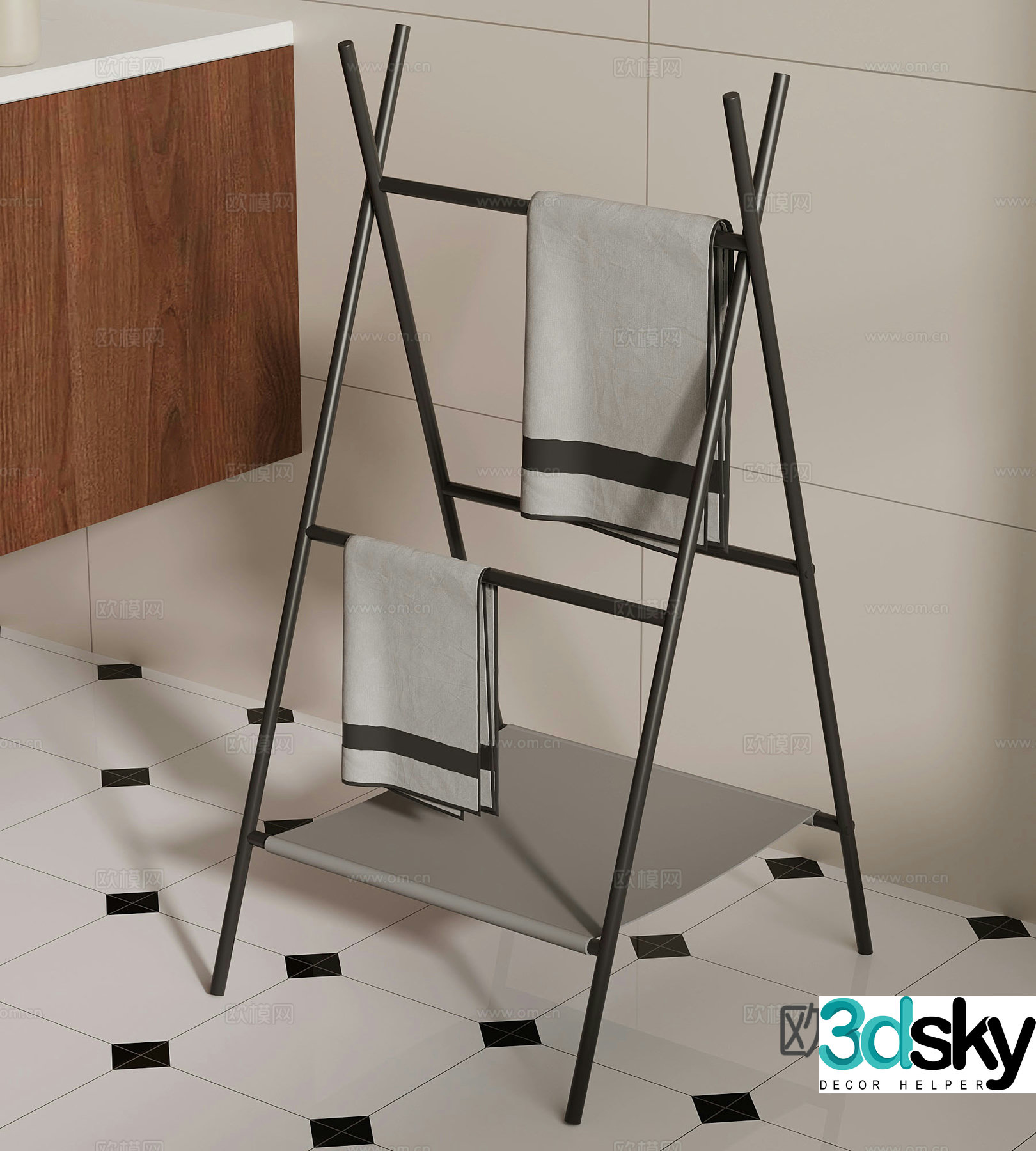 Modern storage rack Bathroom towel rack 3d model