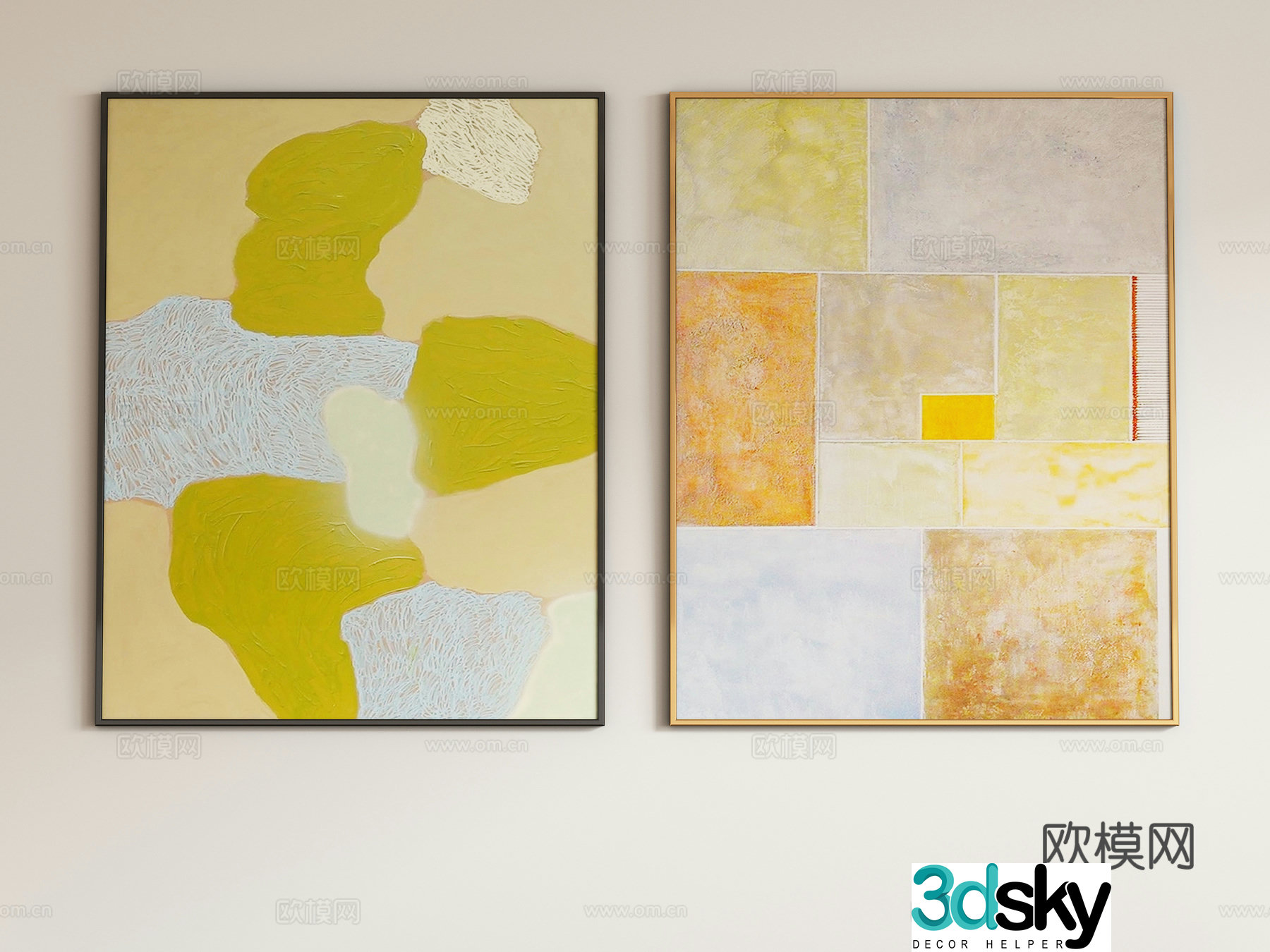 Modern abstract decorative painting hanging painting 3d model