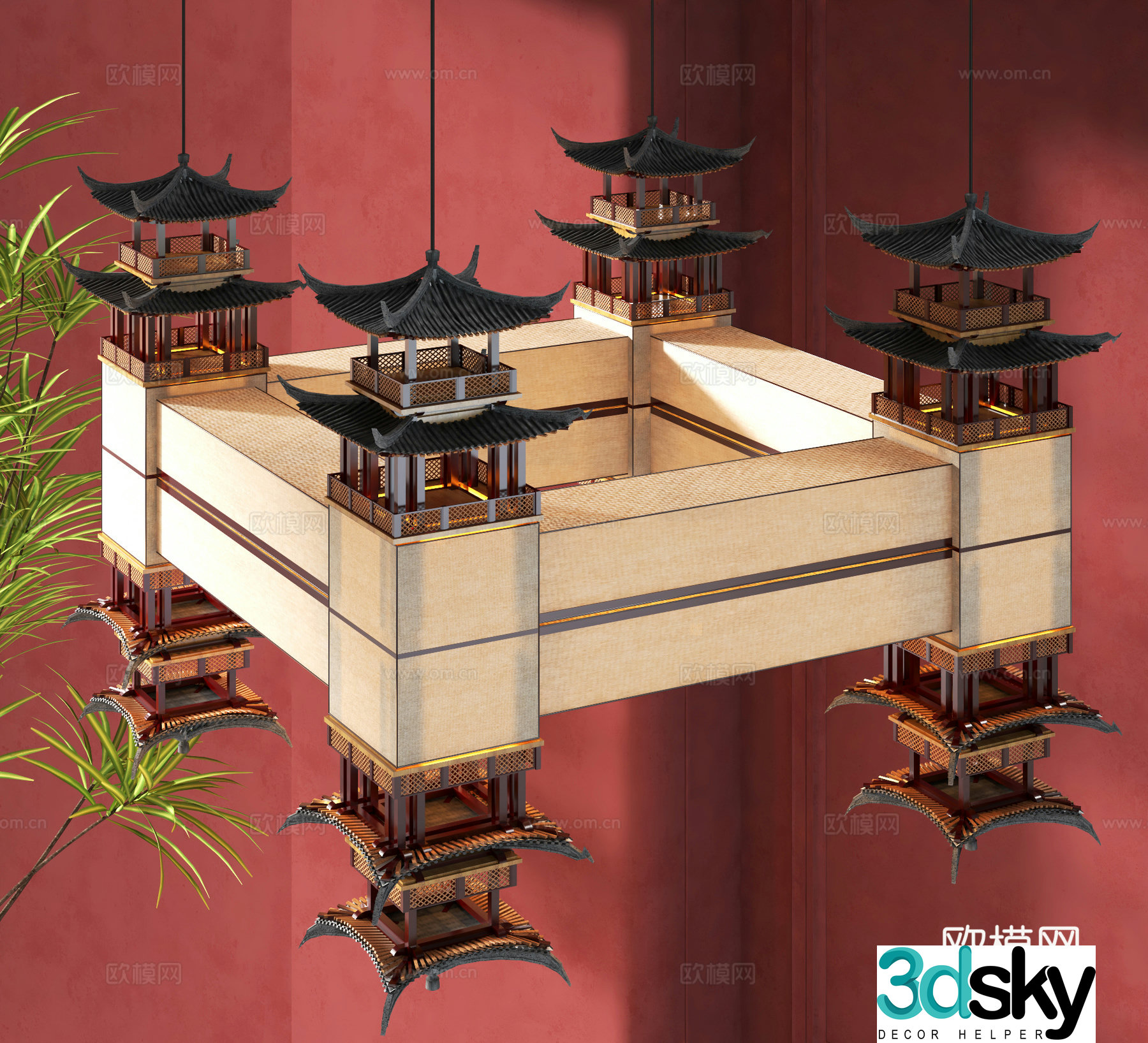 New Chinese chandelier 3D model