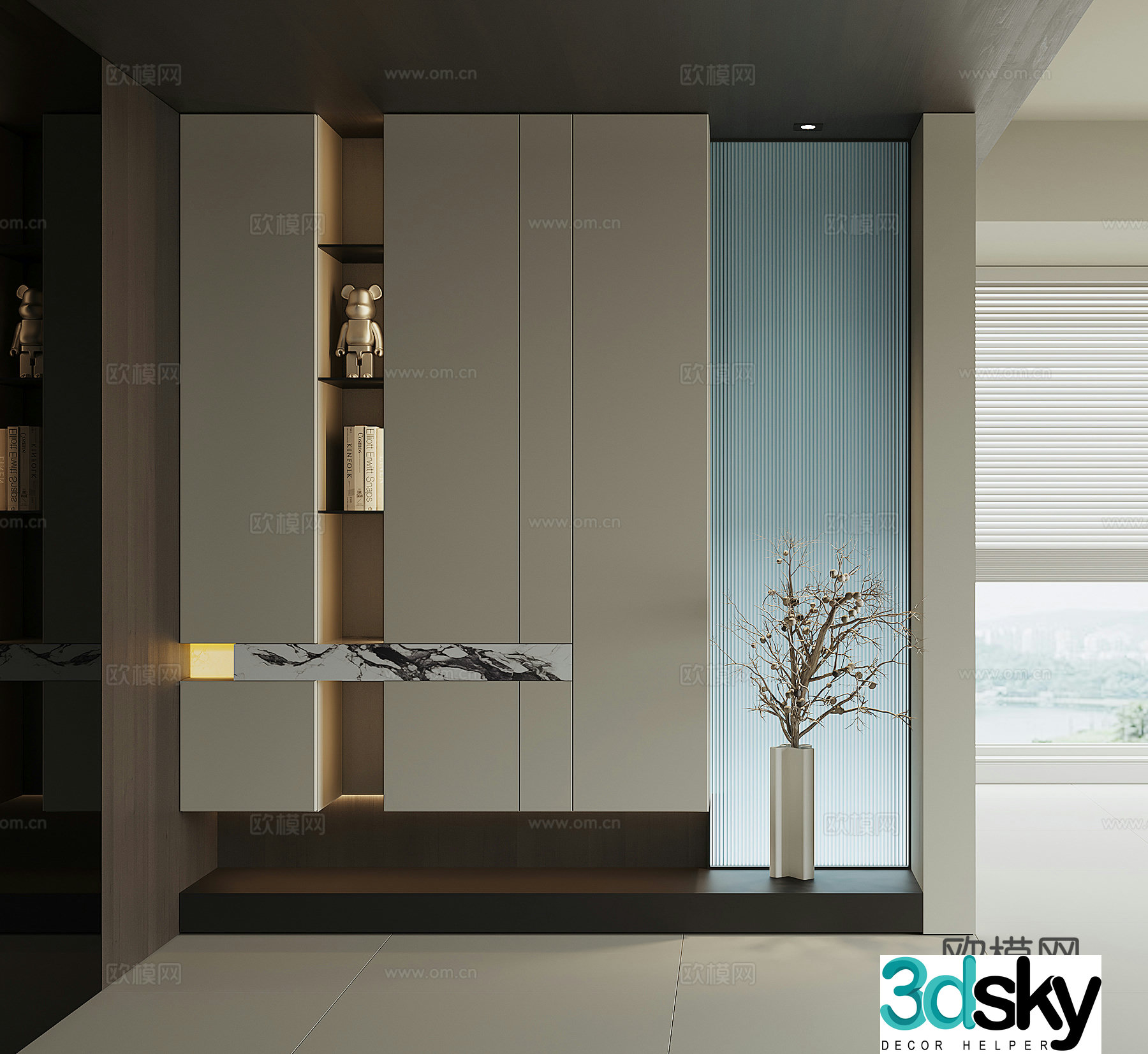 Modern home entrance shoe cabinet 3D model