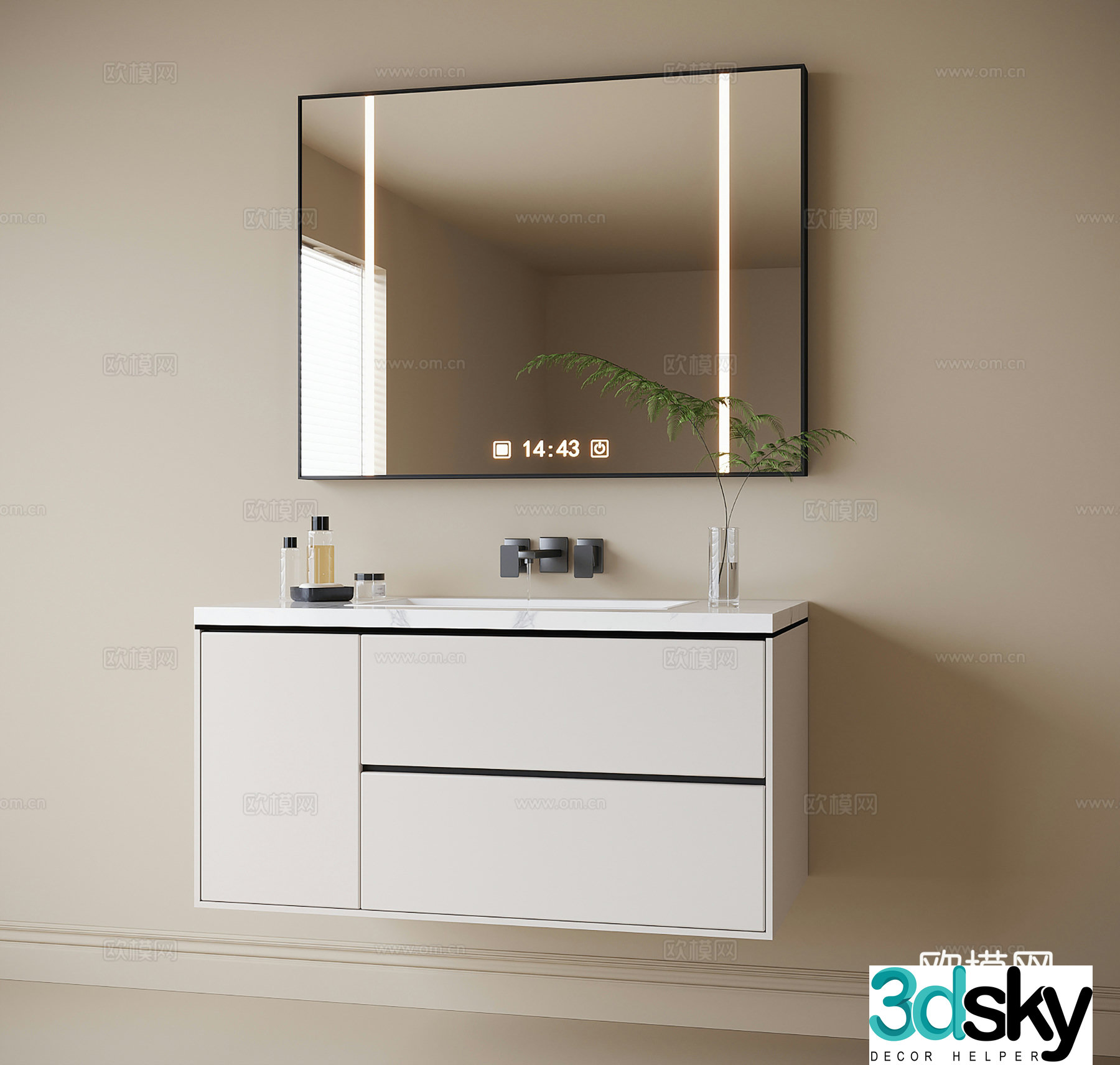 Modern bathroom cabinet bathroom cabinet bathroom cabinet mirror 3d model