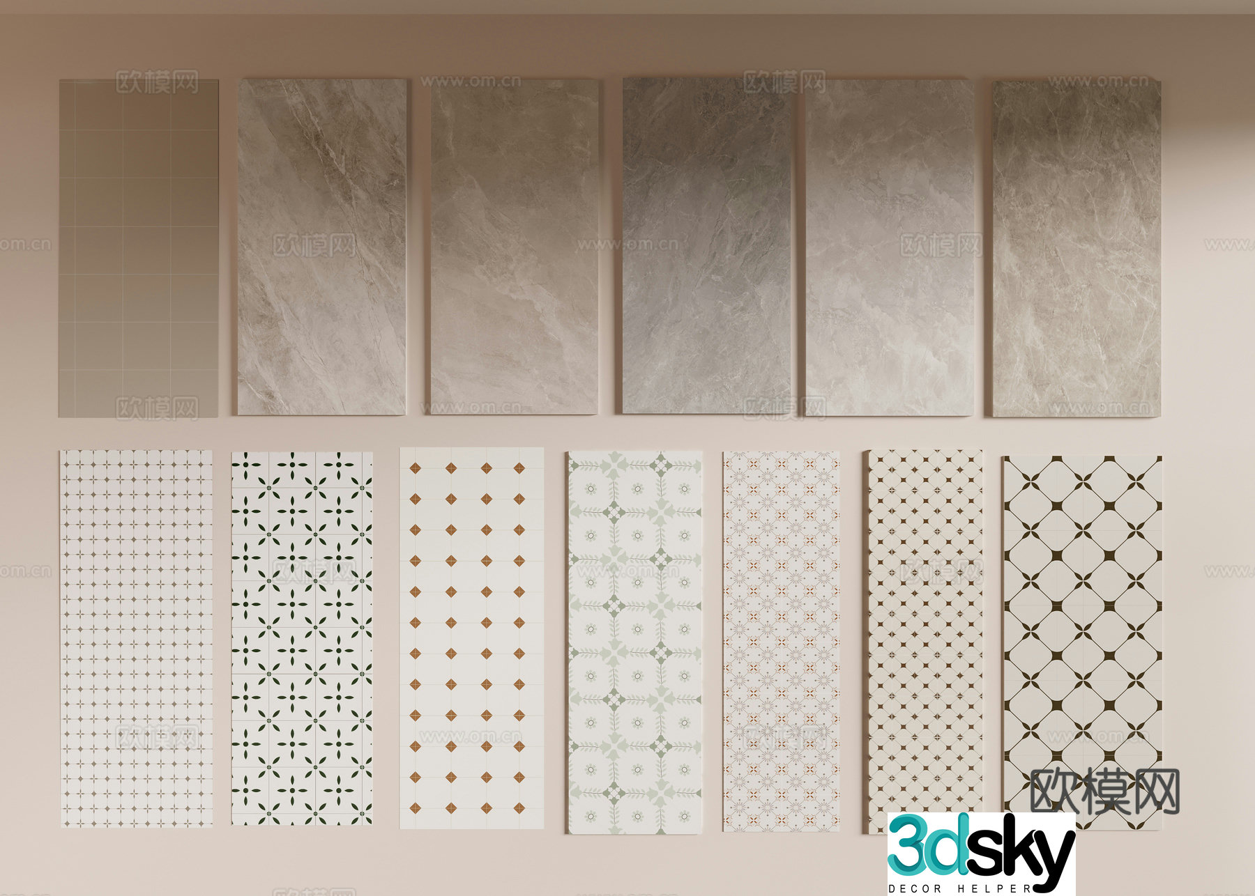 3D model of flower tiles