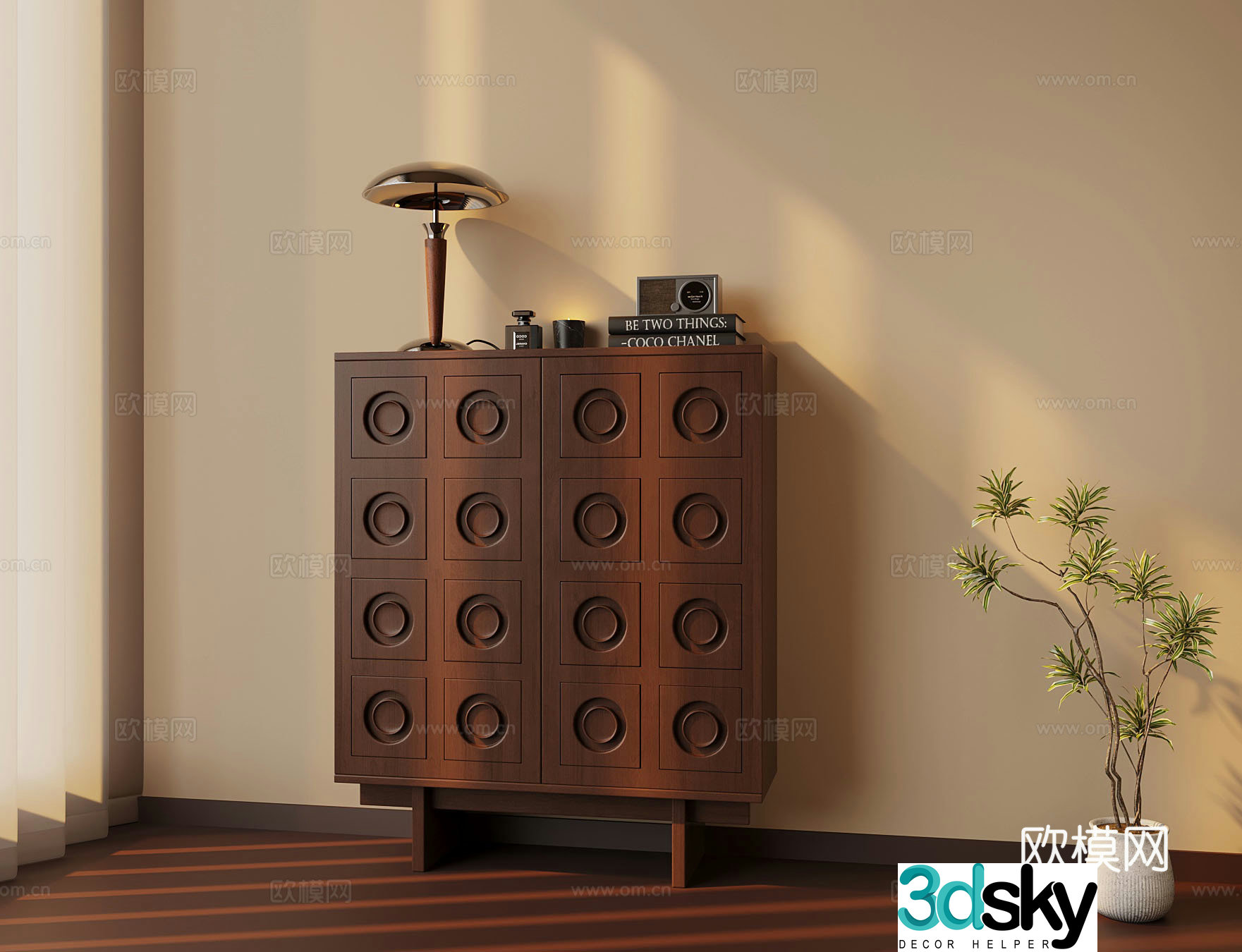 3D model of medieval style porch cabinet