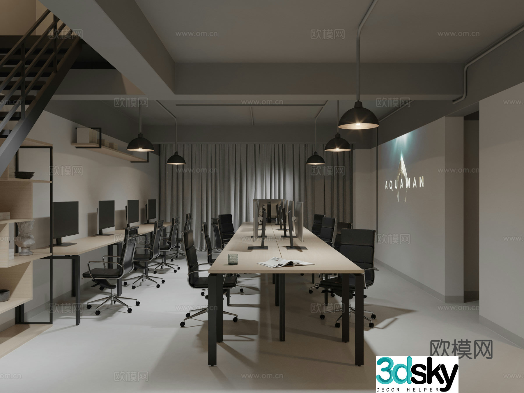 Modern office area 3d model