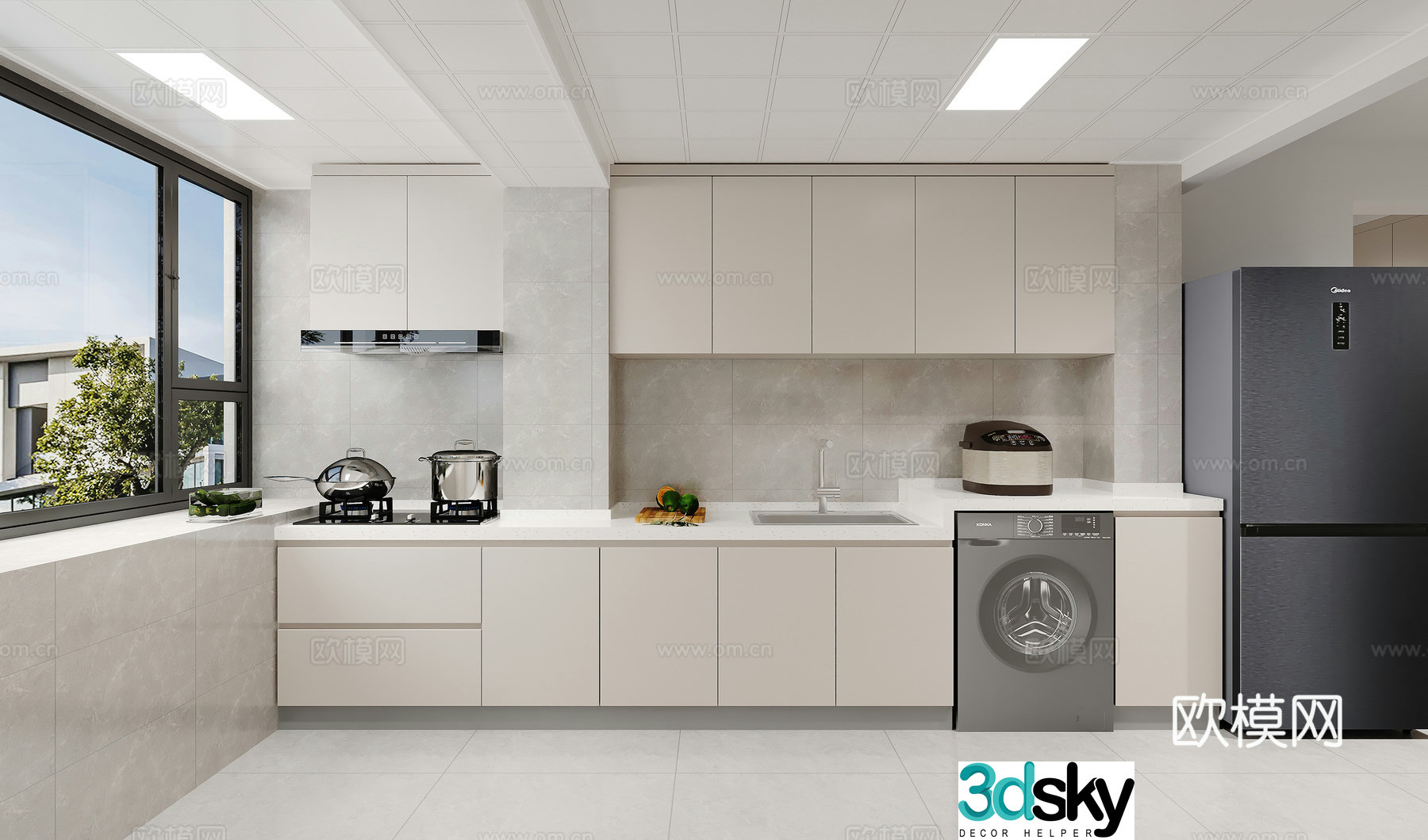 Modern home decoration kitchen 3d model