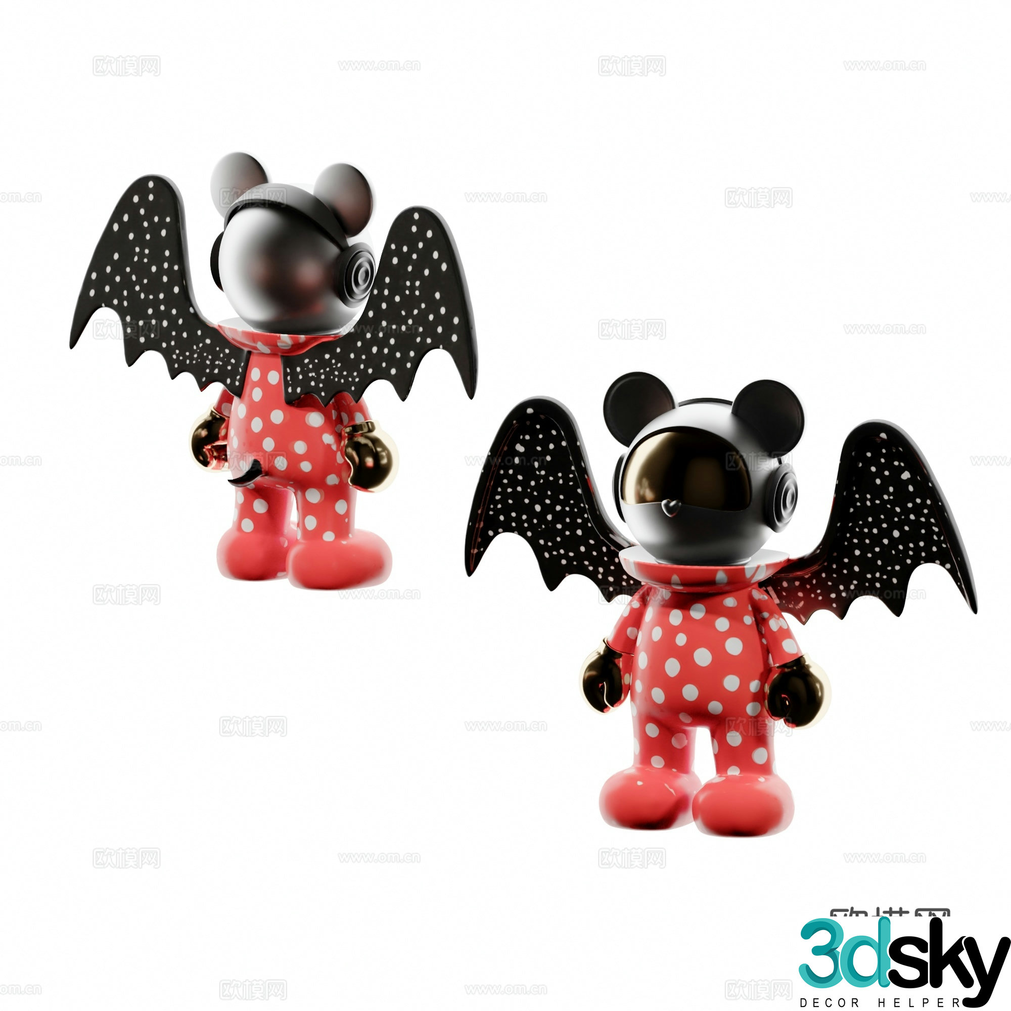 Modern Little Demon Astronaut Doll Trendy Sculpture Ornaments 3D Model