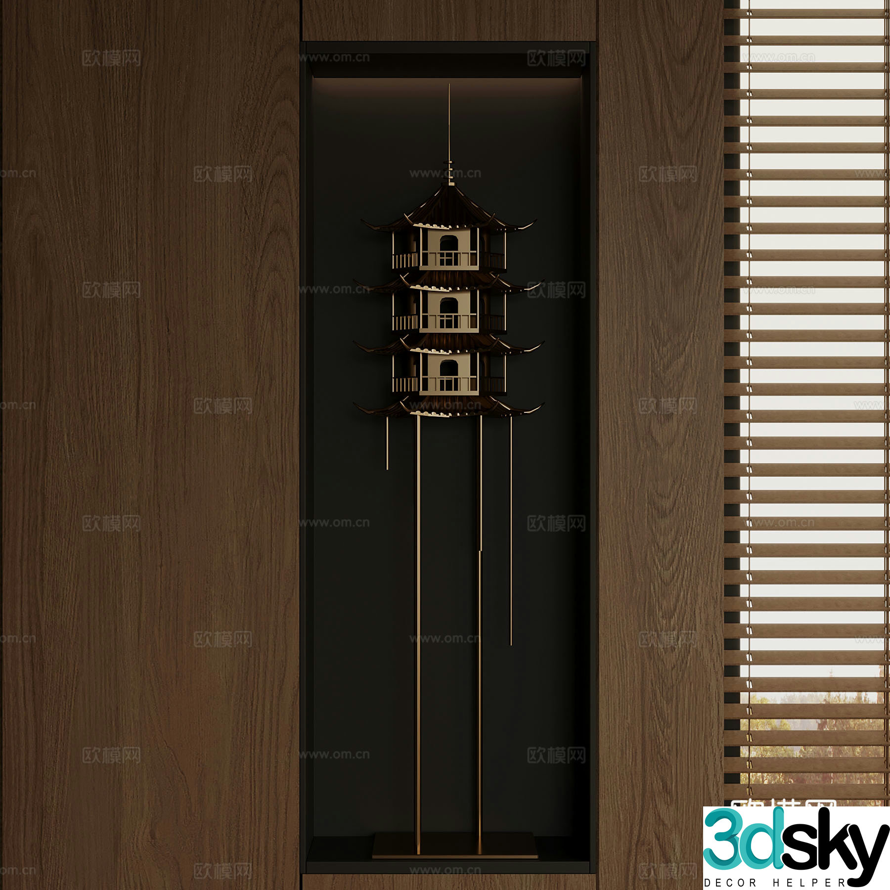 Modern interior sculpture ancient building ornaments 3d model