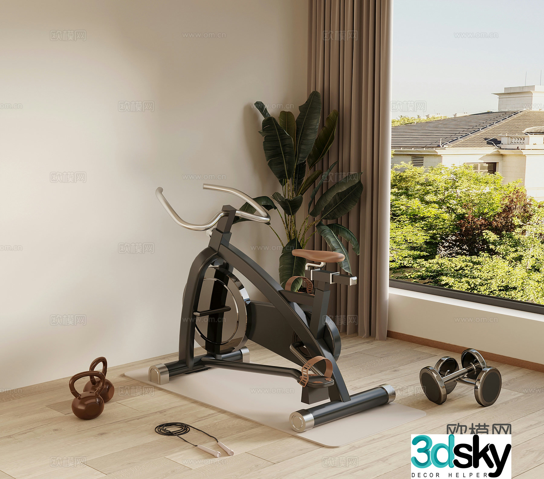 Modern sports equipment dynamic bicycle dumbbell 3d model
