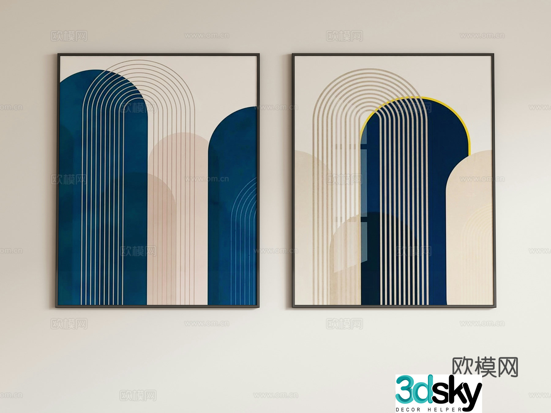 Modern abstract decorative painting hanging painting 3d model