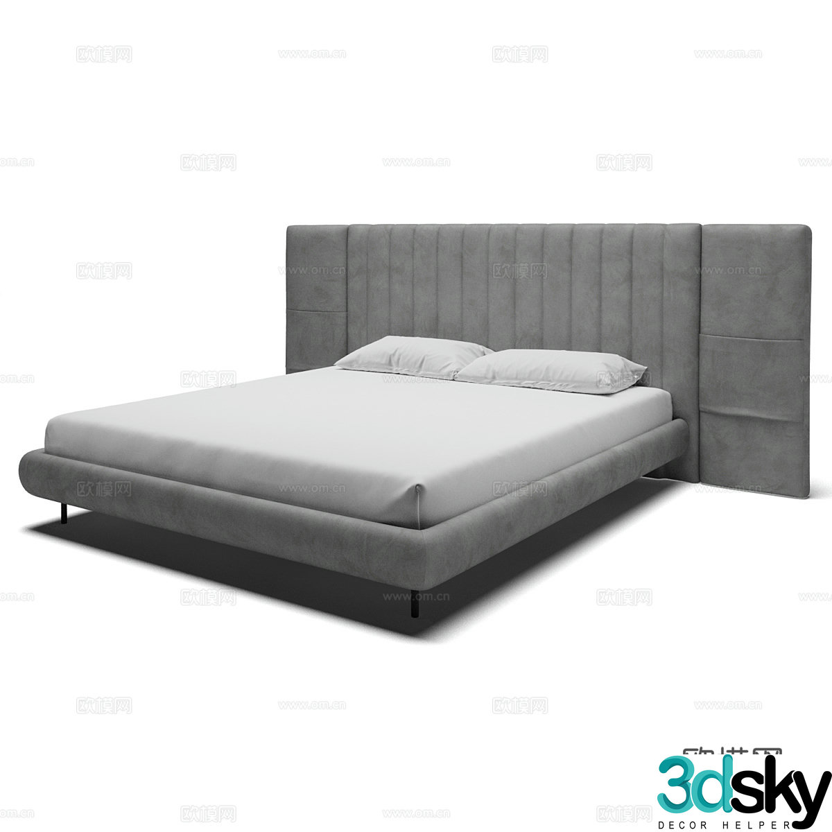 Modern simple double bed Double bed Simple bed Bedroom bed Pillow 3D model