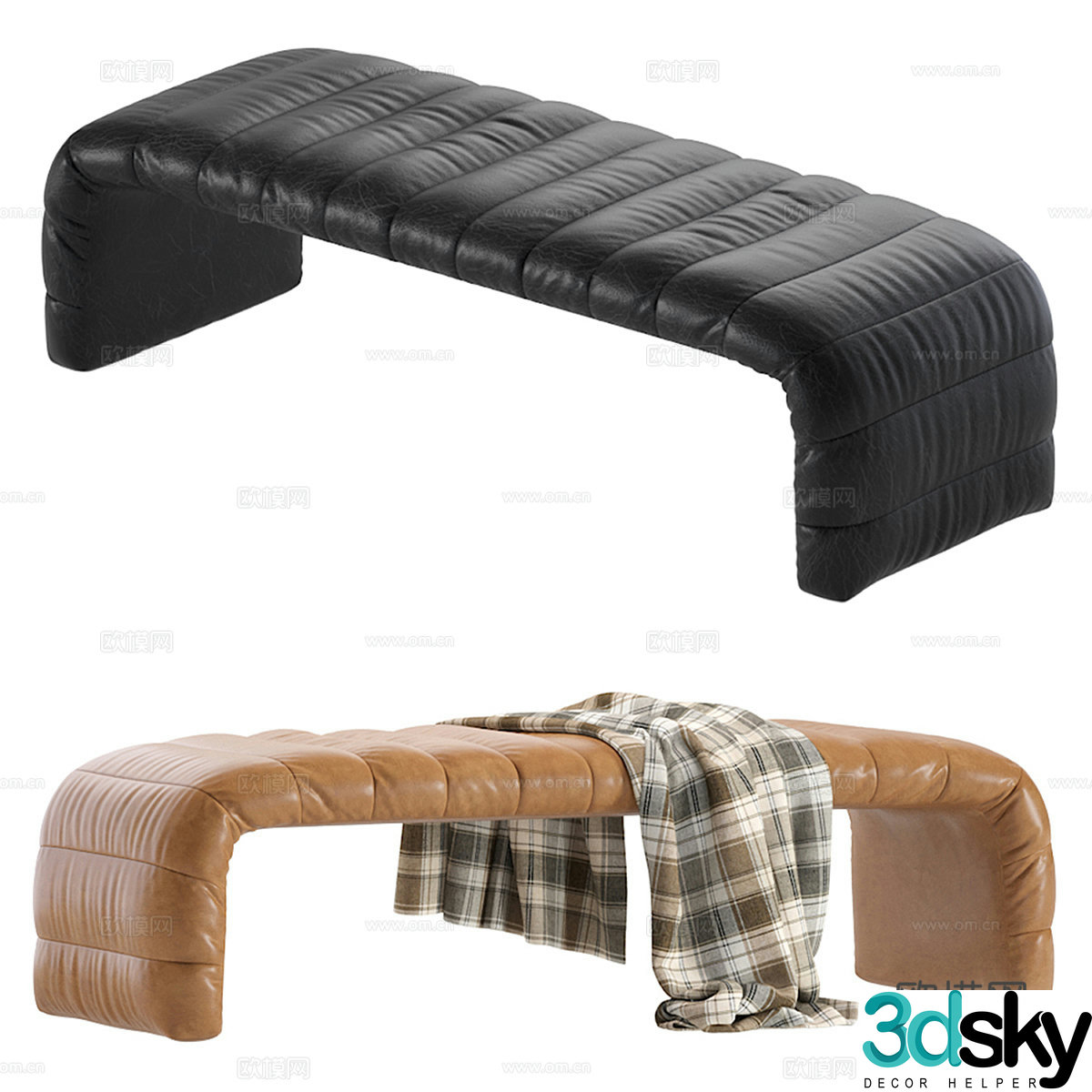 Modern Italian Coco Republic Westwood Bench 3D Model