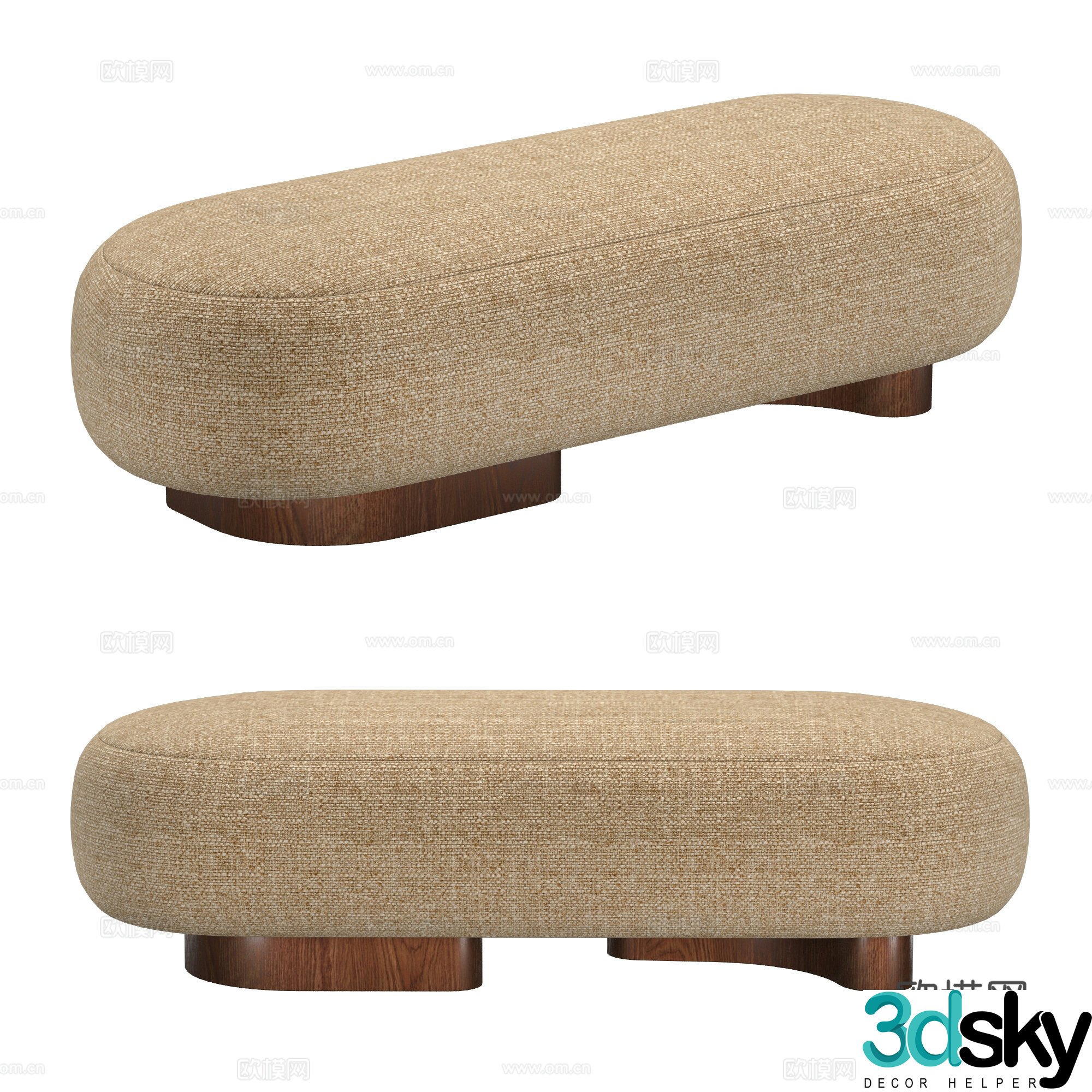 Modern cream style sofa stool 3d model