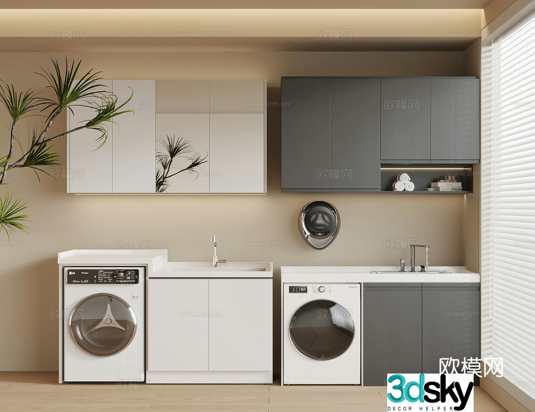 Modern washing machine cabinet 3d model