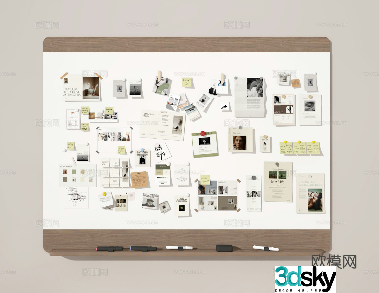 Sticky note board 3D model