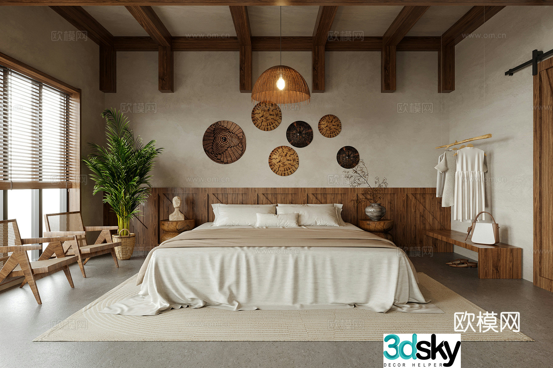 Wasabi Bedroom Bed and Breakfast Room Double Bed 3D Model