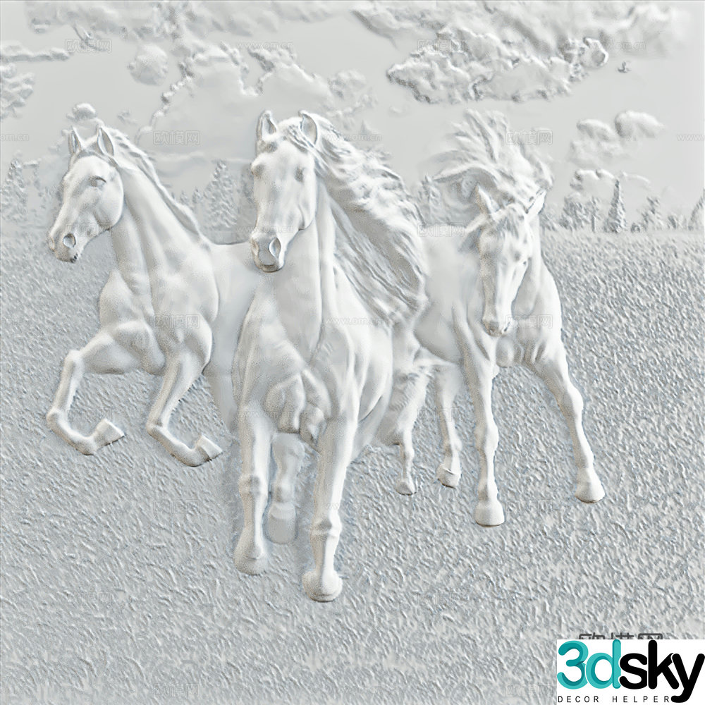 New Chinese style horse relief 3D model