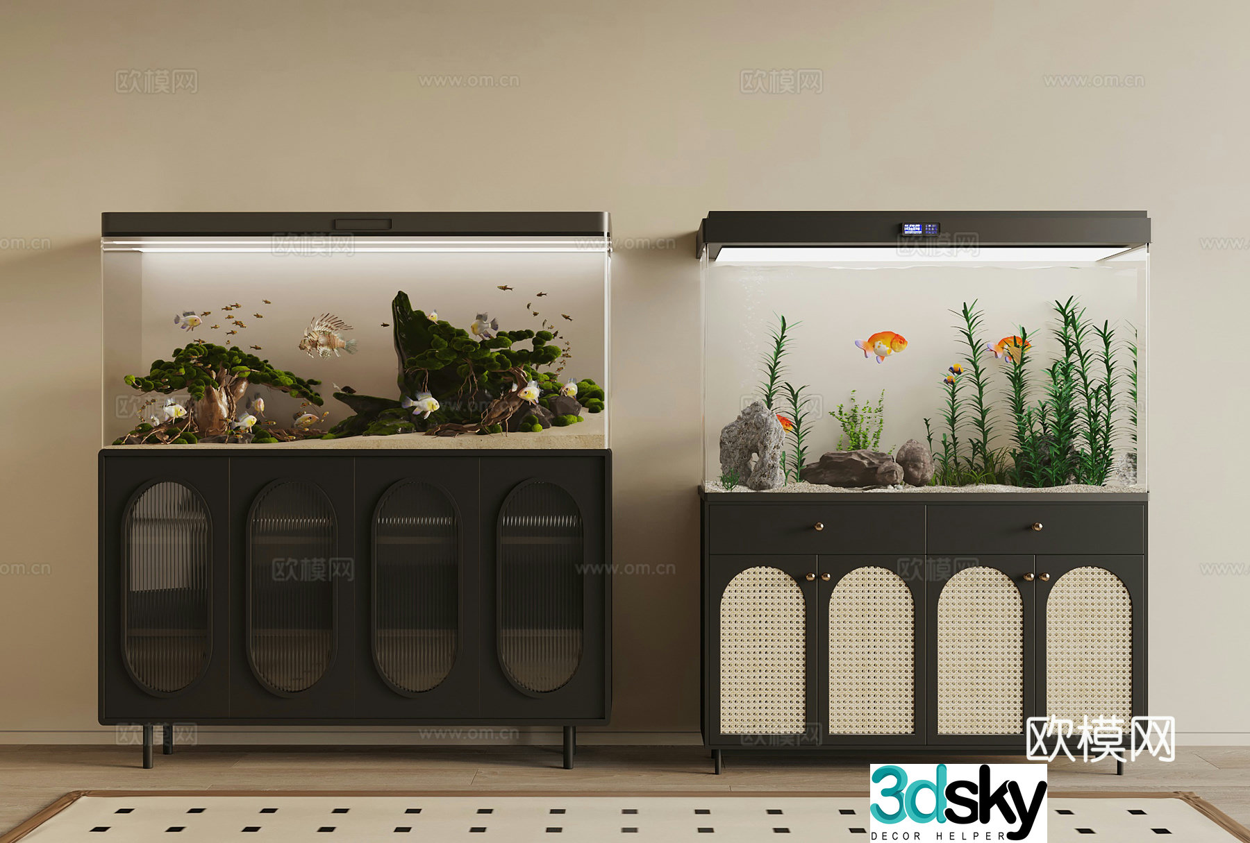 Modern fish tank 3d model
