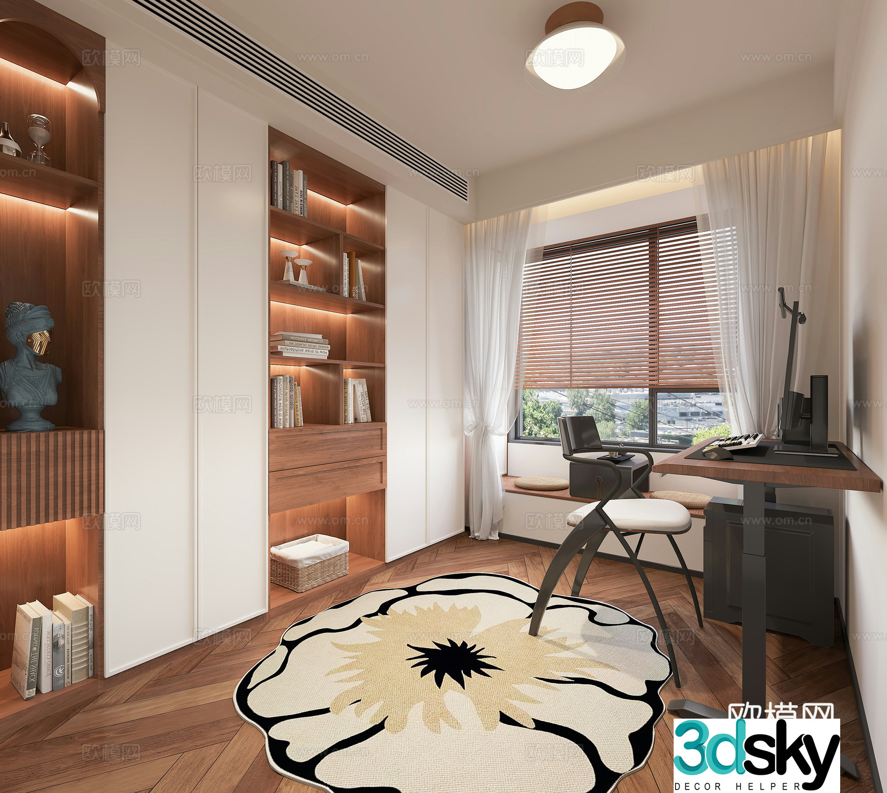 Middle-aged study room 3D model